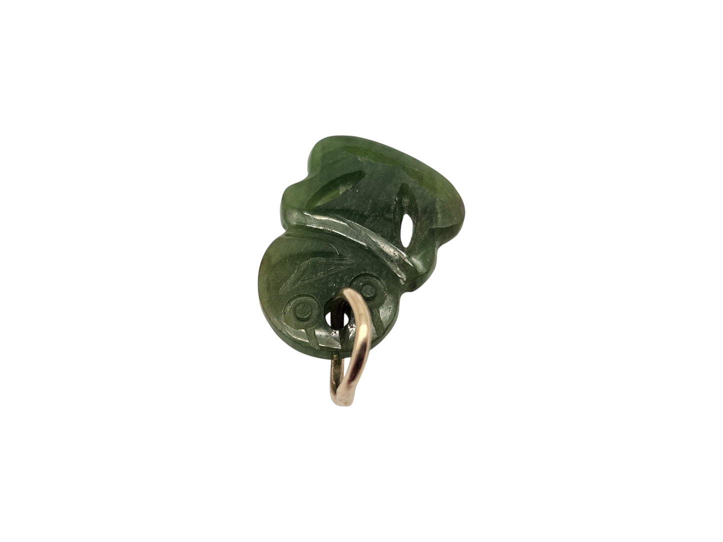Nephrite & 9ct Gold Maori Hei-Tiki Charm L 1.7 cm