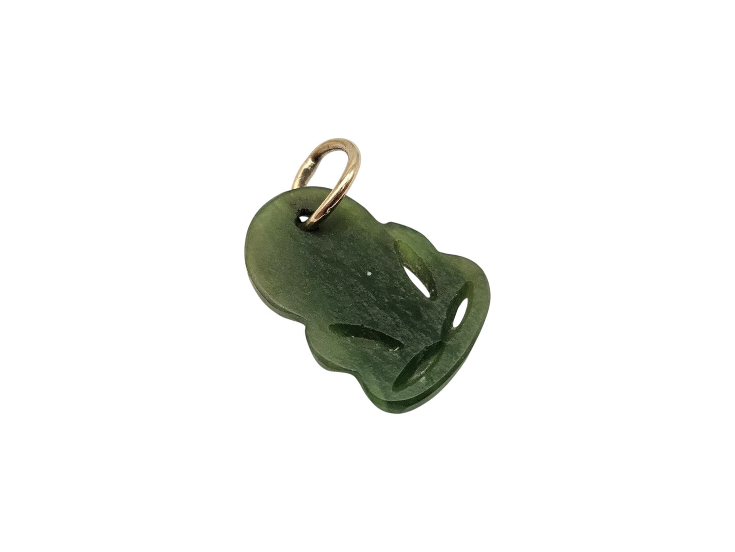 Nephrite & 9ct Gold Maori Hei-Tiki Charm L 1.7 cm