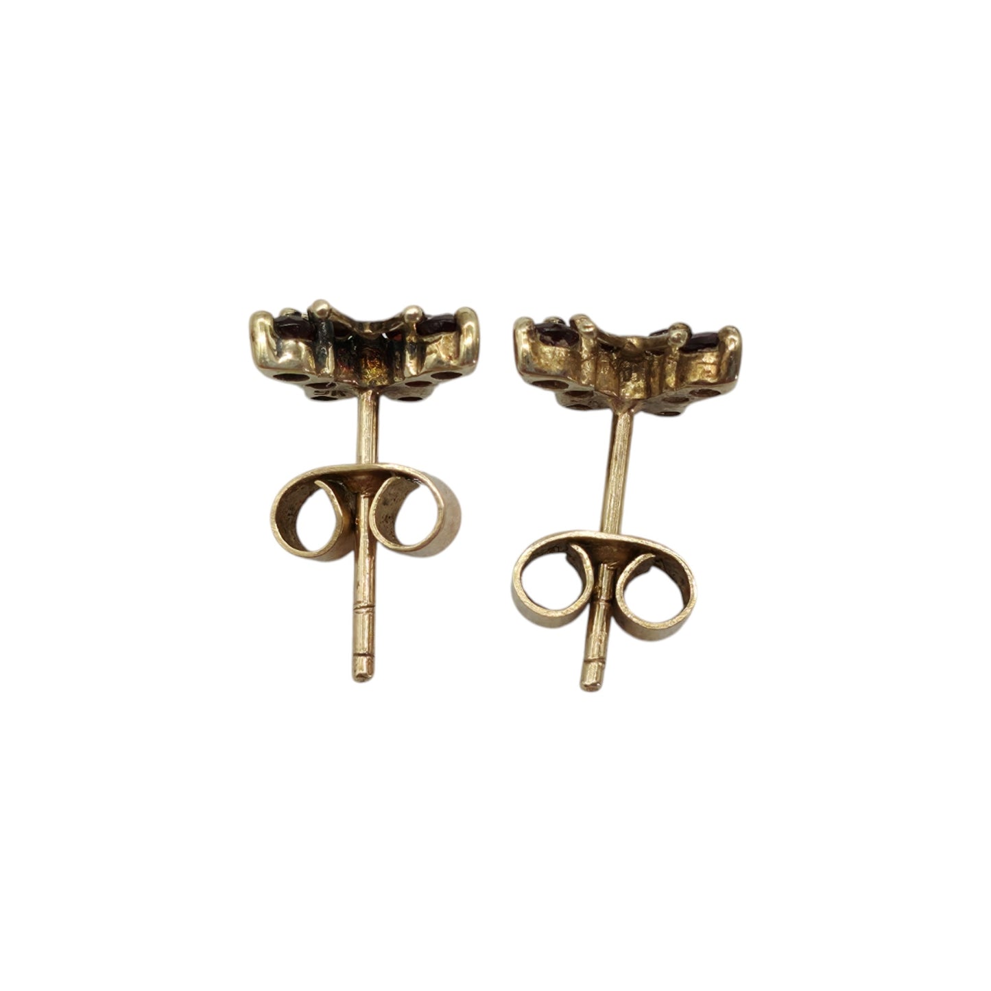 Pair Of 9ct Yellow Gold Butterfly Ear Studs With Garnets
