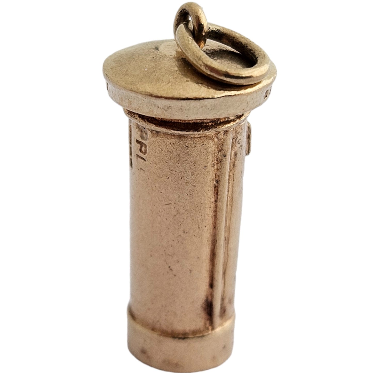 9ct 375 Yellow Gold Post Box Charm 1964 L 2.0 cm 4.5 g.