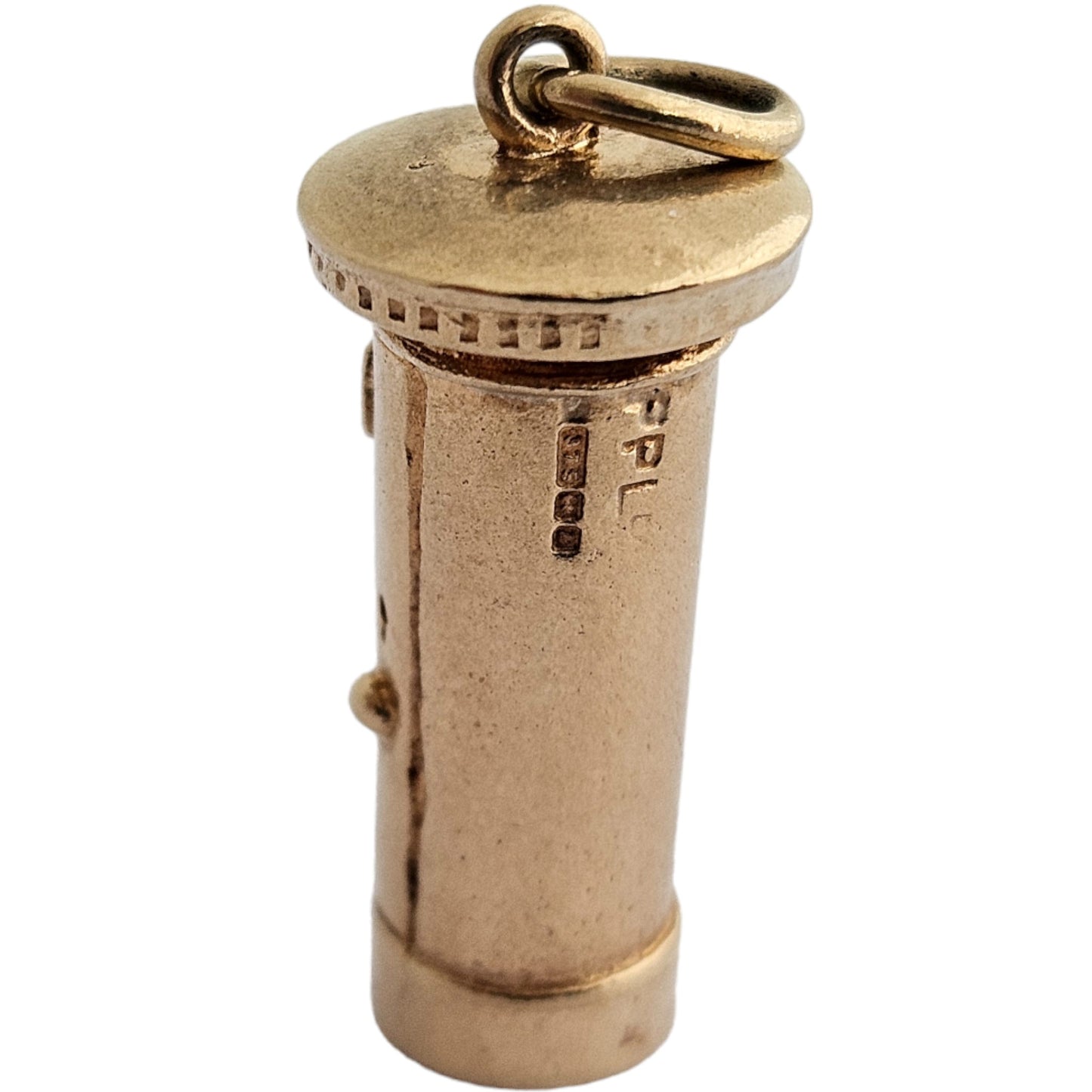9ct 375 Yellow Gold Post Box Charm 1964 L 2.0 cm 4.5 g.
