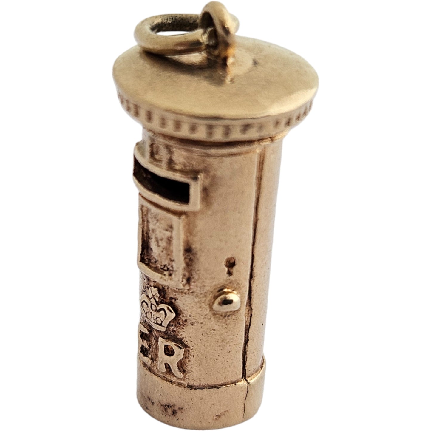 9ct 375 Yellow Gold Post Box Charm 1964 L 2.0 cm 4.5 g.