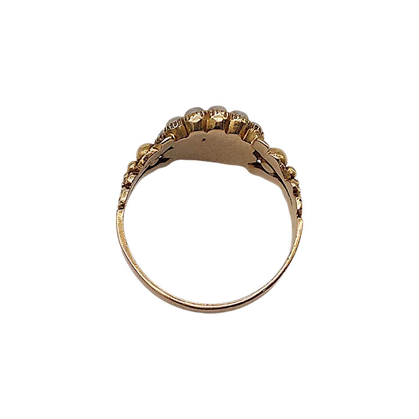 Regency 15ct Yellow Gold & Split Pearl Mourning Ring c.1830 Size N 1/2 3.6 g