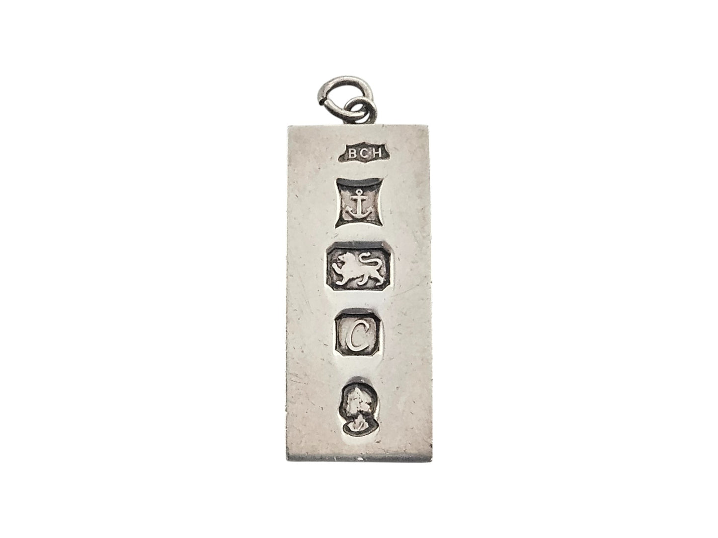Solid Sterling Silver Ingot Pendant with Jubilee Marks for 1977 L 4.2 cm 29 g