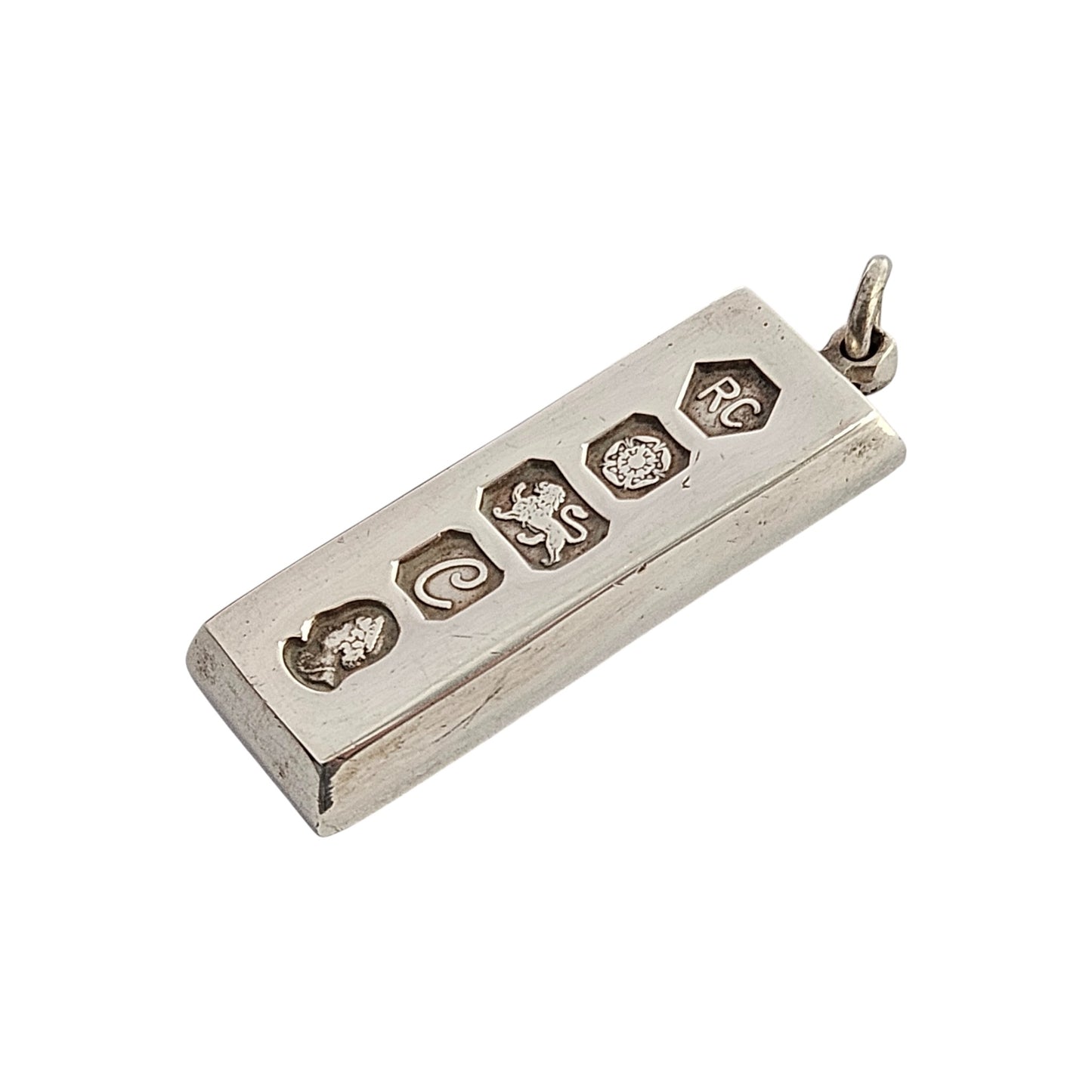 Solid Sterling Silver Ingot Pendant 1977 L 4.0 cm 29 g.