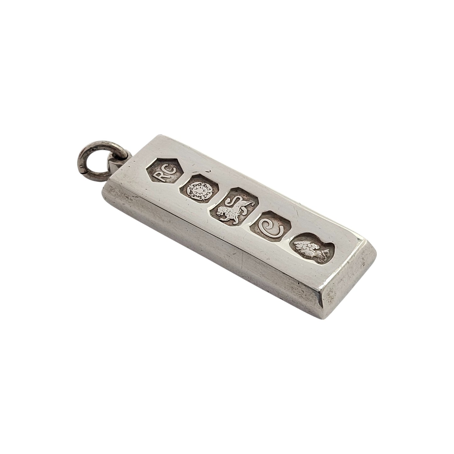 Solid Sterling Silver Ingot Pendant 1977 L 4.0 cm 29 g.