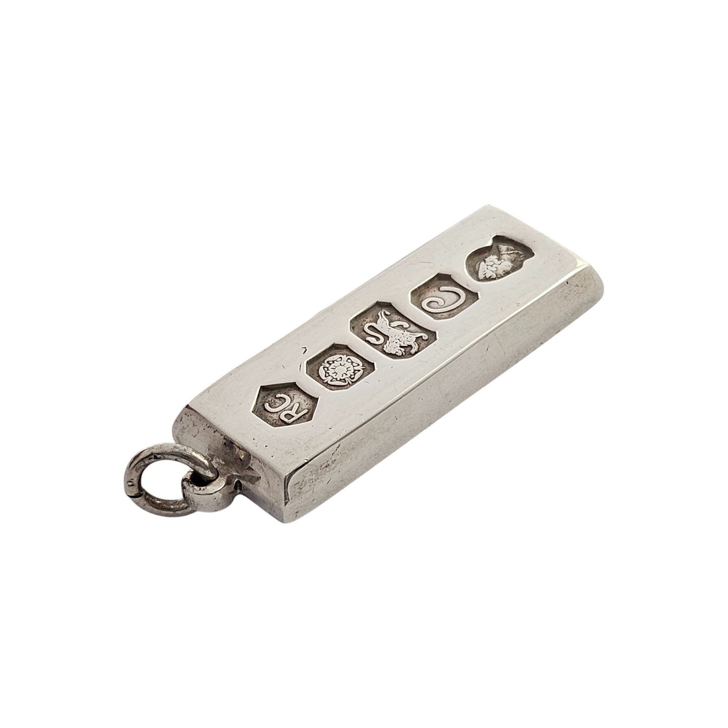 Solid Sterling Silver Ingot Pendant 1977 L 4.0 cm 29 g.