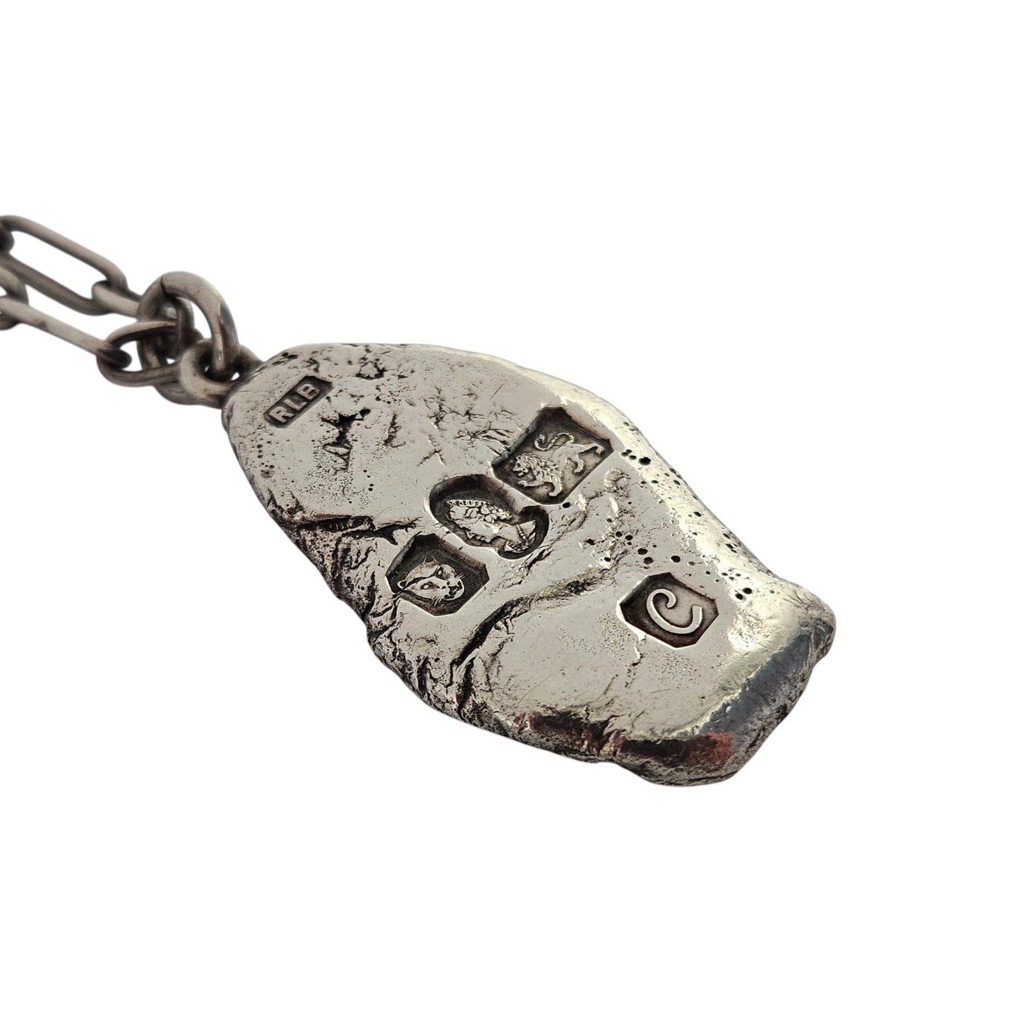 Unusual Solid Sterling Silver Ingot Pendant On Chain