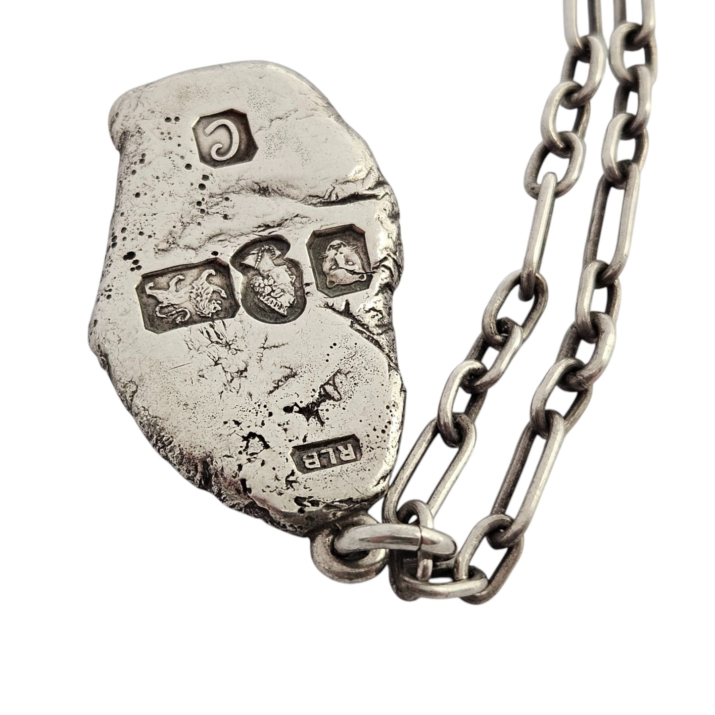 Unusual Solid Sterling Silver Ingot Pendant On Chain