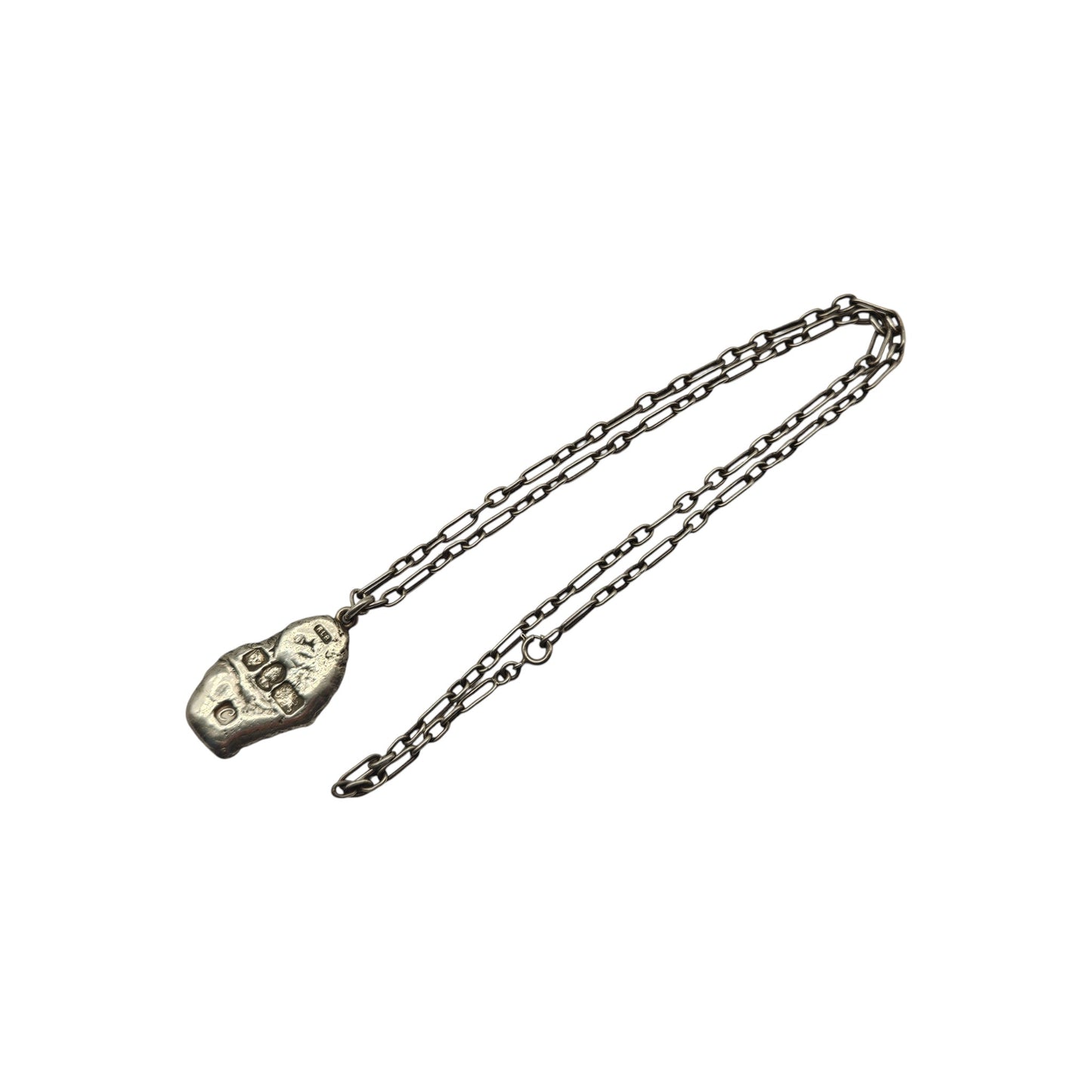 Unusual Solid Sterling Silver Ingot Pendant On Chain