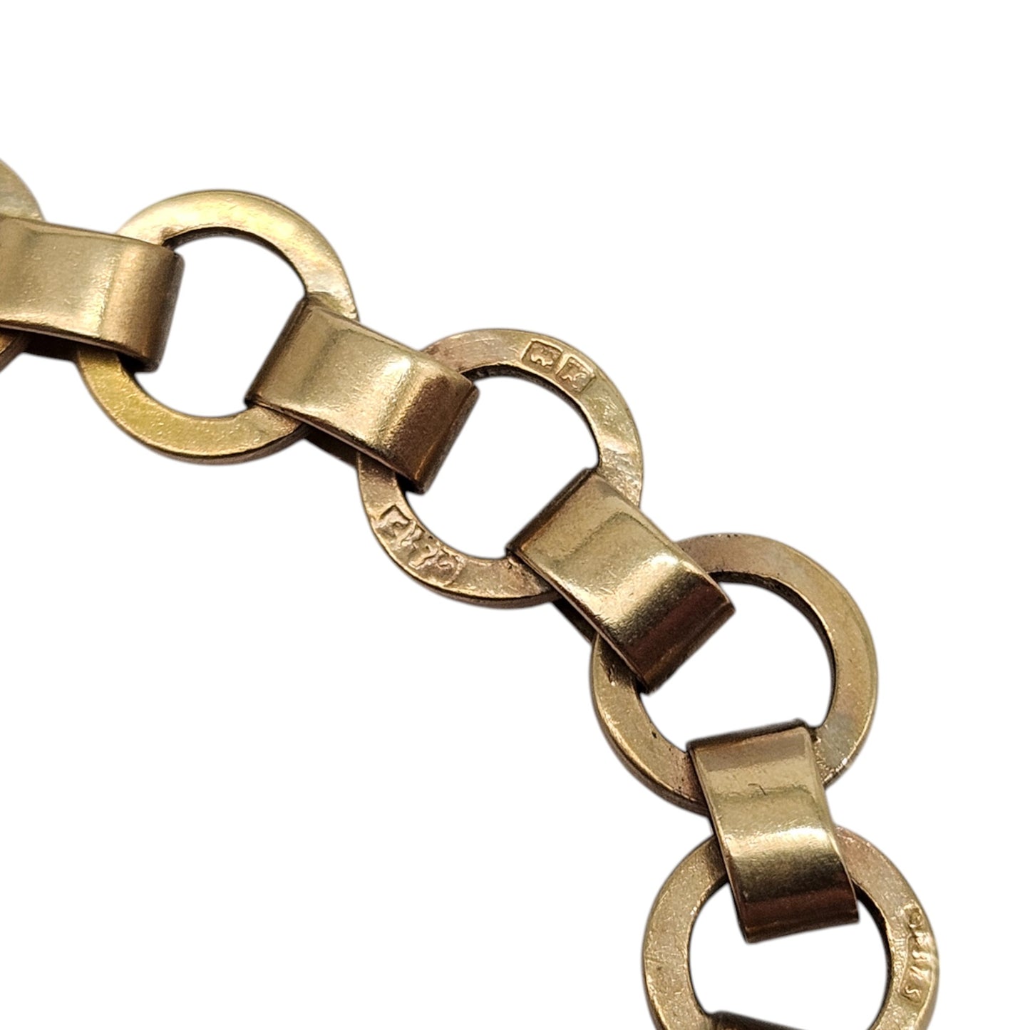 9ct 375 Yellow Gold Circle Link Bracelet 1959 L 18.0 cm 6.8 g.