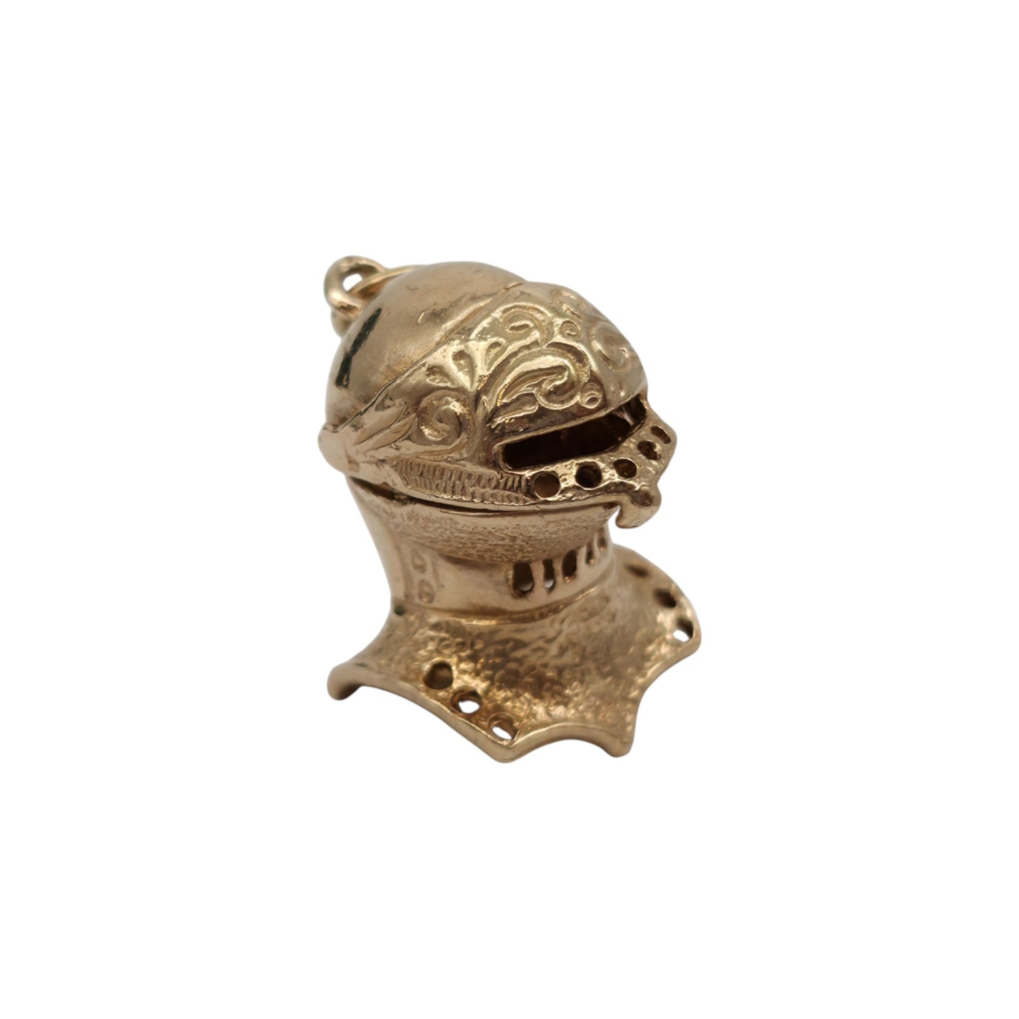 Heavy 10ct Yellow Gold Knight Helmet Opening Charm L 2.0 cm 6.9 g.
