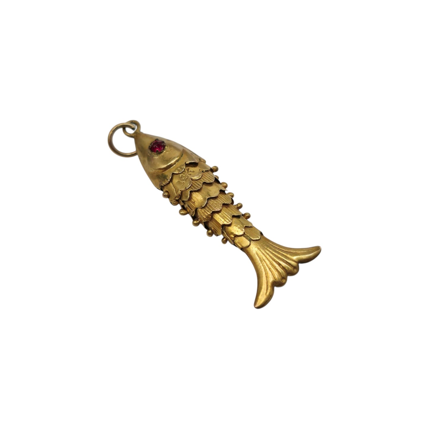 14ct Yellow Gold Articulated Fish Charm L 2.5 cm 1.1 g.