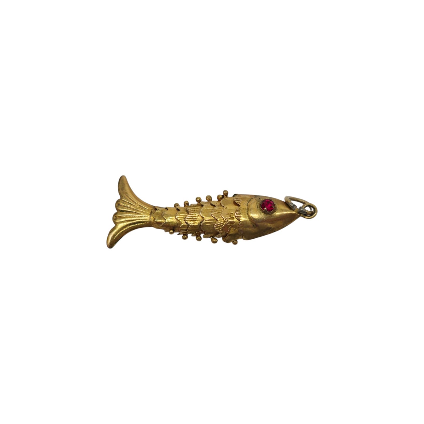 14ct Yellow Gold Articulated Fish Charm L 2.5 cm 1.1 g.