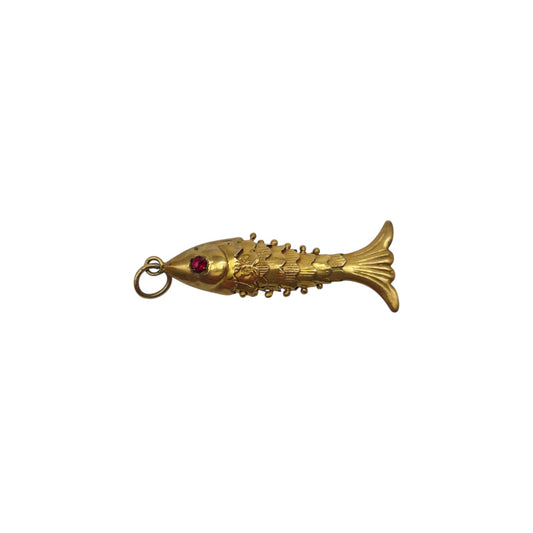 14ct Yellow Gold Articulated Fish Charm L 2.5 cm 1.1 g.