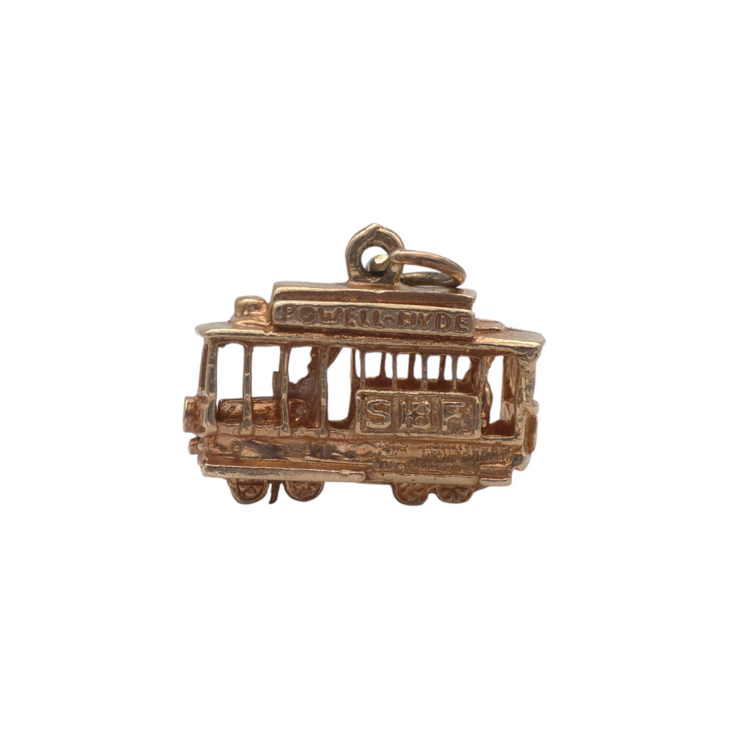 Heavy 14ct Yellow Gold Articulated Cable Car Charm L 1.9 cm 6.4 g.