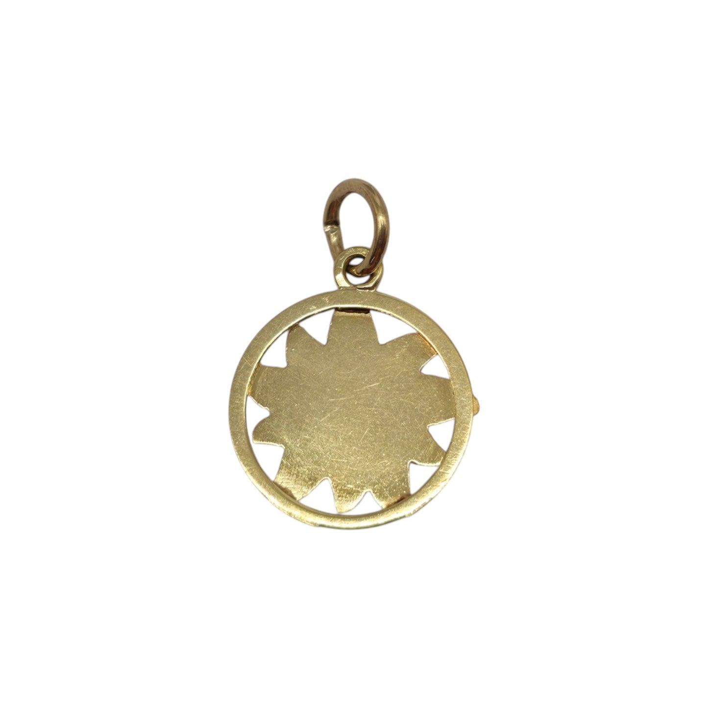 14ct Yellow Gold & Enamel Daisy Flower Charm L 1.3 cm 1.1 g.
