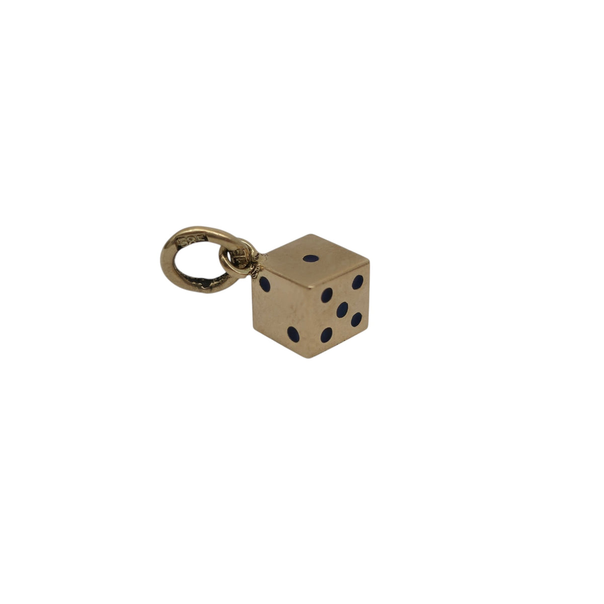14ct 585 Yellow Gold & Enamel Dice Charm L 0.5 cm 0.7 g.