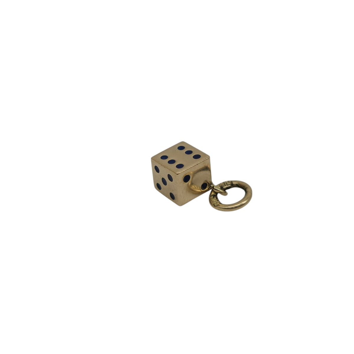 14ct 585 Yellow Gold & Enamel Dice Charm L 0.5 cm 0.7 g.