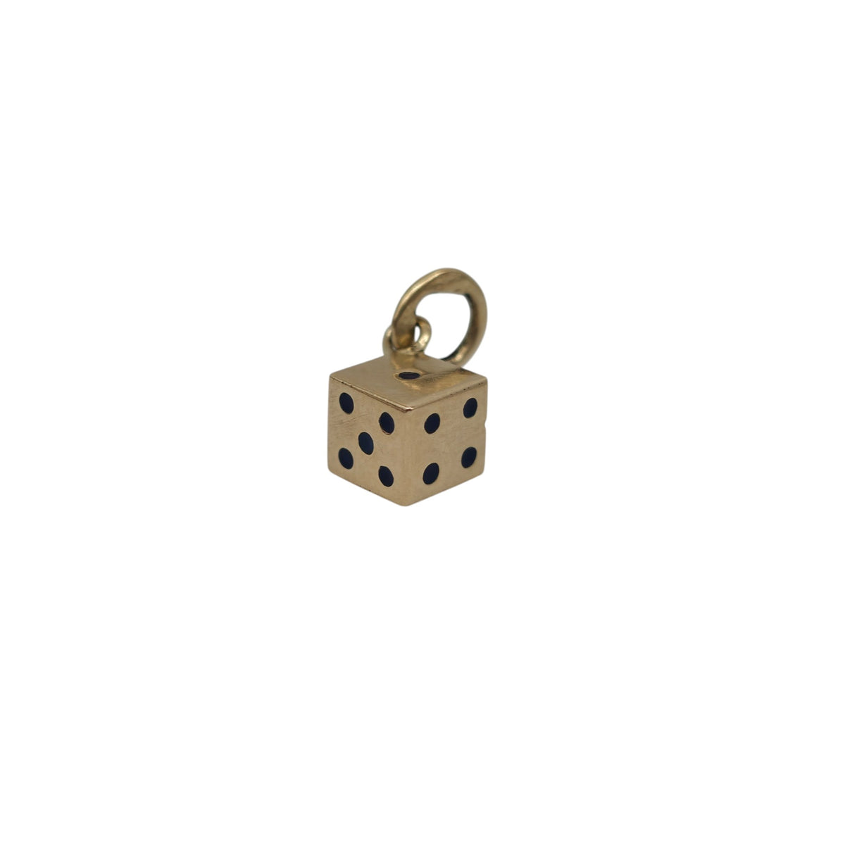 14ct 585 Yellow Gold & Enamel Dice Charm L 0.5 cm 0.7 g.