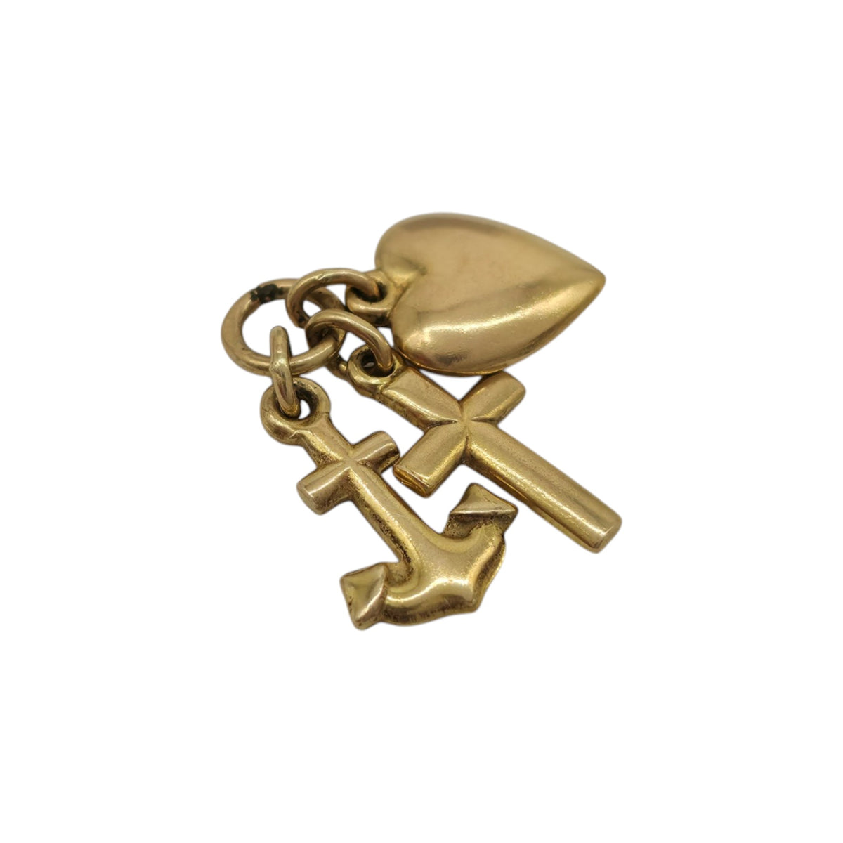 14ct 585 Yellow Gold Faith, Hope & Charity Charm L 0.9 cm 1.0 g.