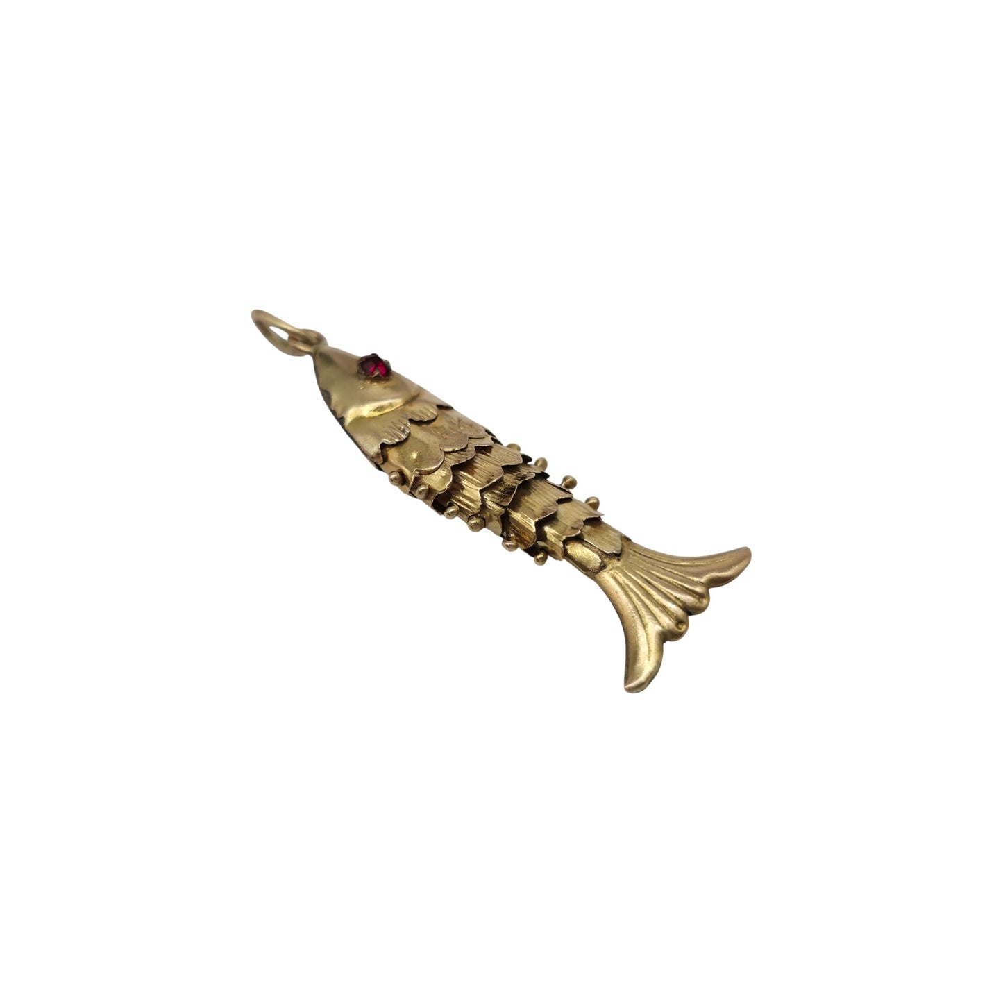 14ct Yellow Gold Articulated Fish Charm L 2.6 cm 1.1 g.