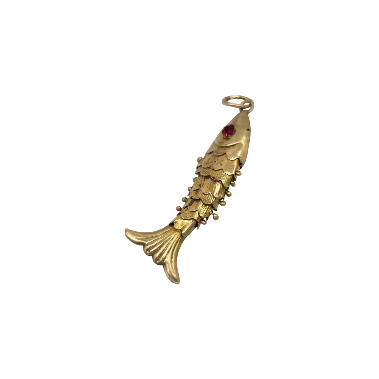 14ct Yellow Gold Articulated Fish Charm L 2.6 cm 1.1 g.