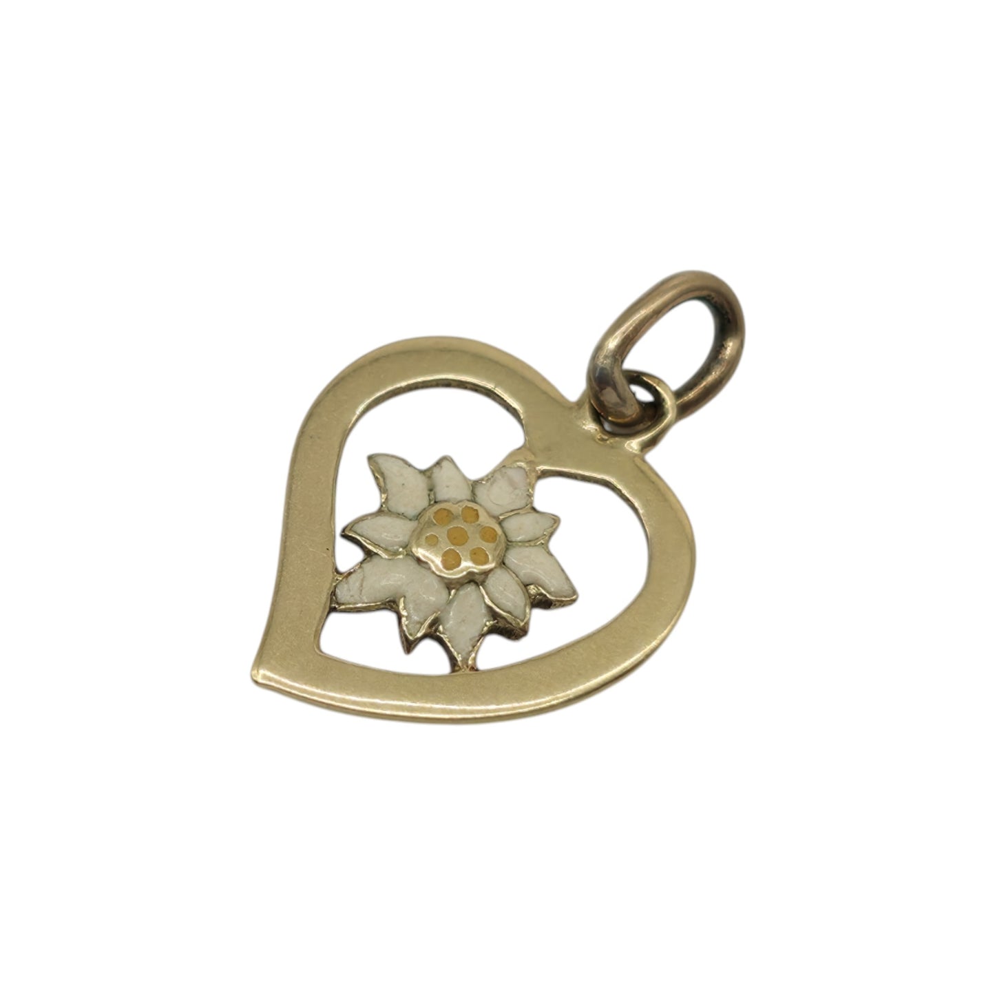 14ct Yellow Gold & Enamel Heart Charm L 1.0 cm 0.5 g.