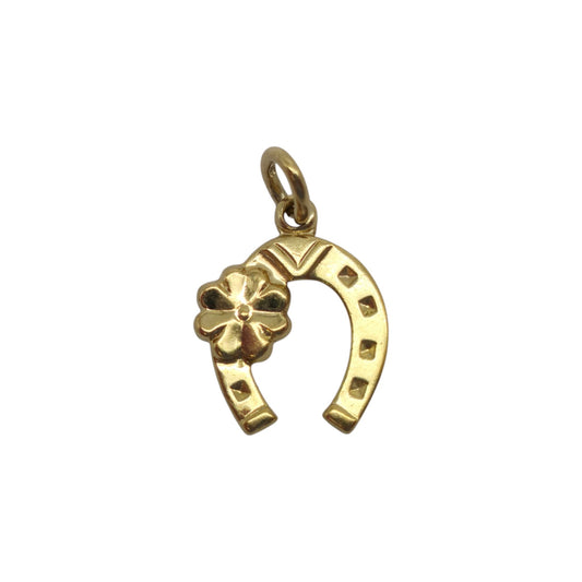10Kイエローゴールド ホースシュー クローバー ラッキーチャーム L 0.9 cm 0.4 g