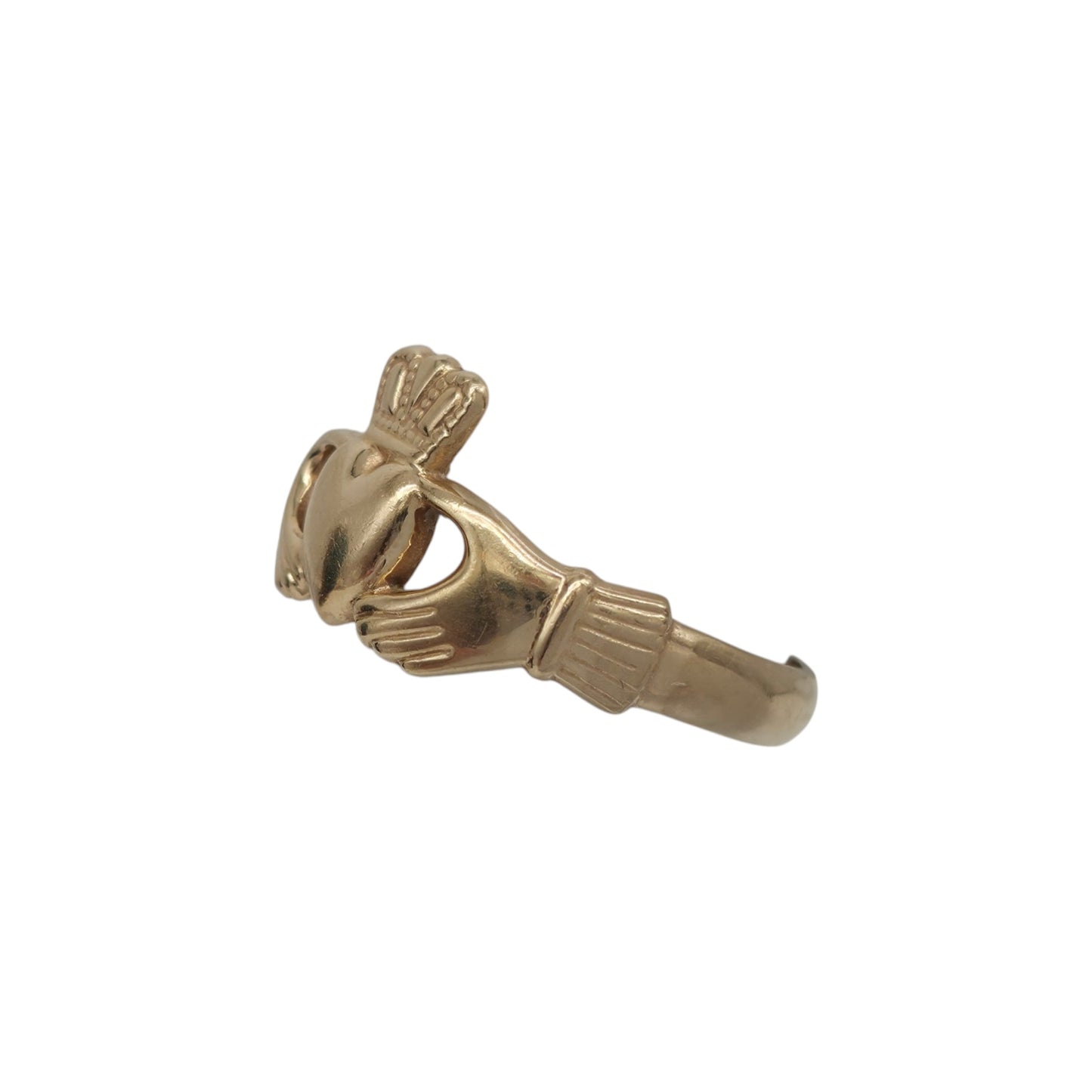 Irish 14ct 585 Yellow Gold Claddagh Ring 2000 Size T 1/2 3.9 g.