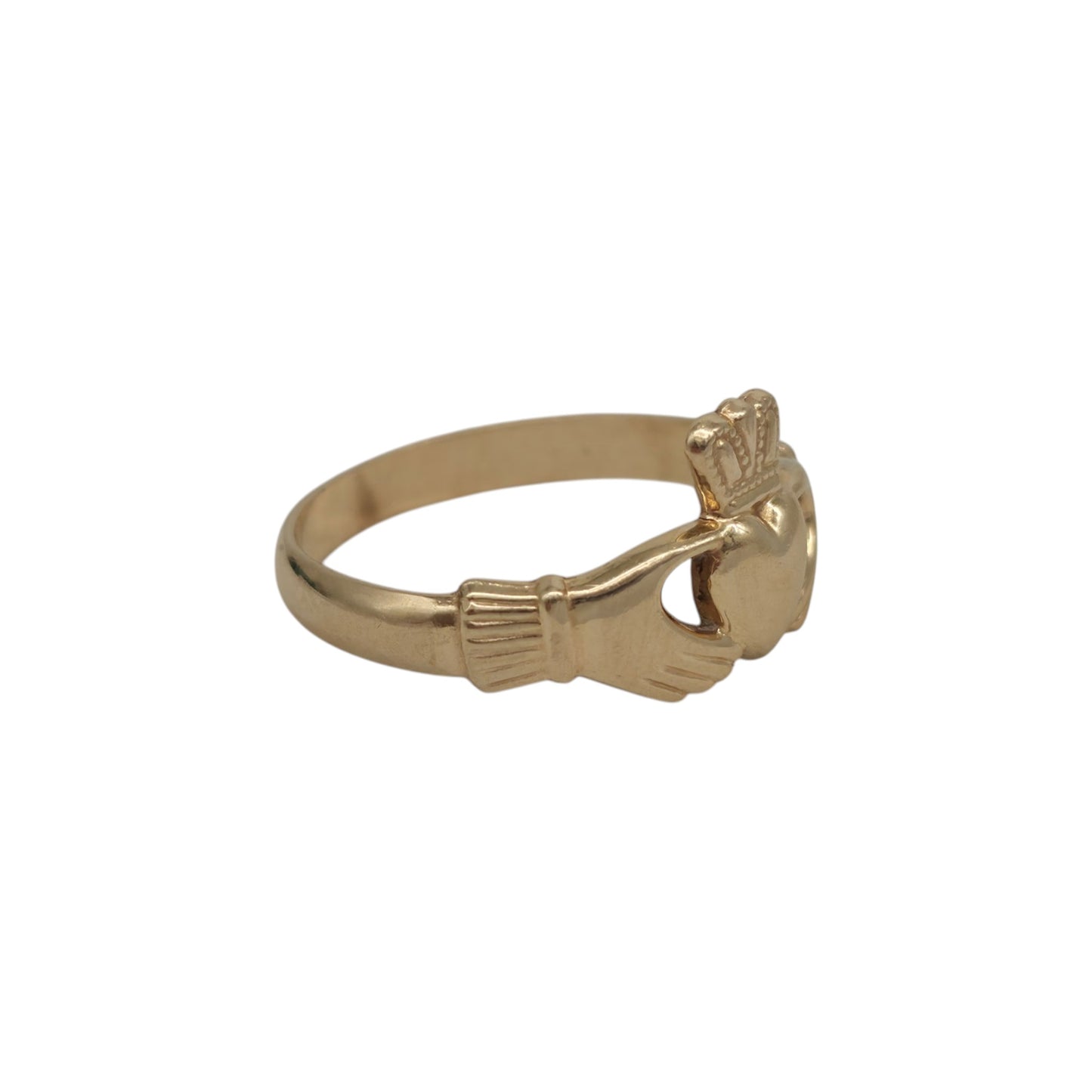 Irish 14ct 585 Yellow Gold Claddagh Ring 2000 Size T 1/2 3.9 g.