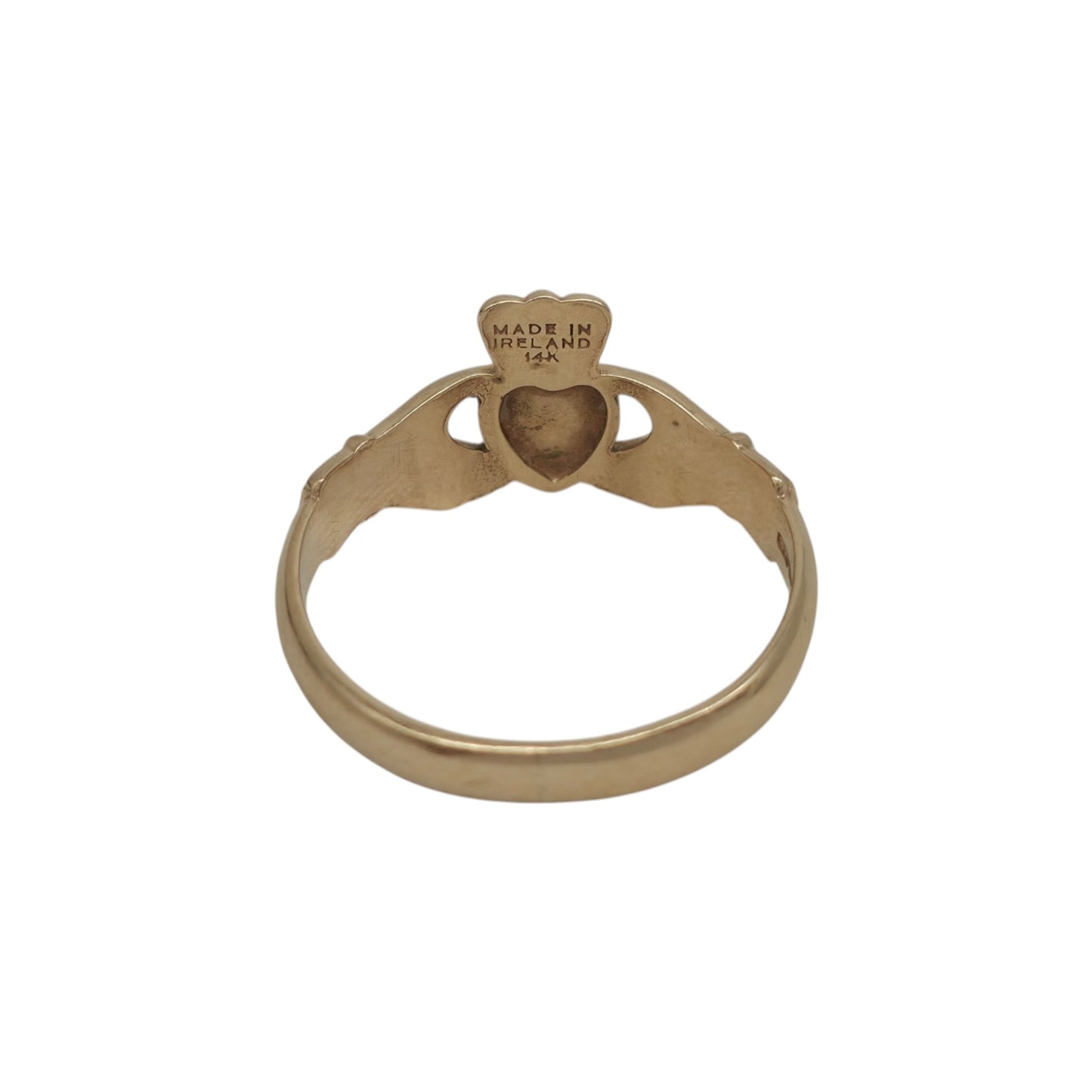 Irish 14ct 585 Yellow Gold Claddagh Ring 2000 Size T 1/2 3.9 g.