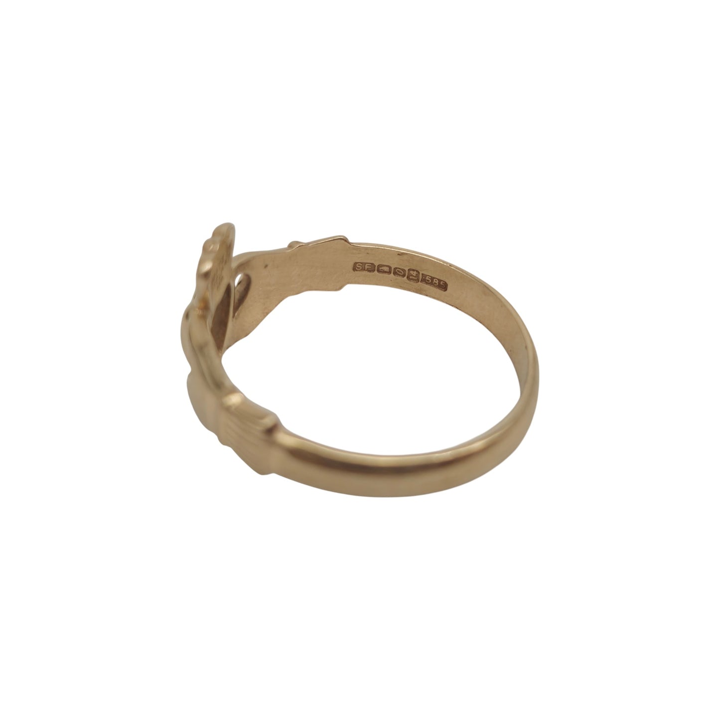 Irish 14ct 585 Yellow Gold Claddagh Ring 2000 Size T 1/2 3.9 g.