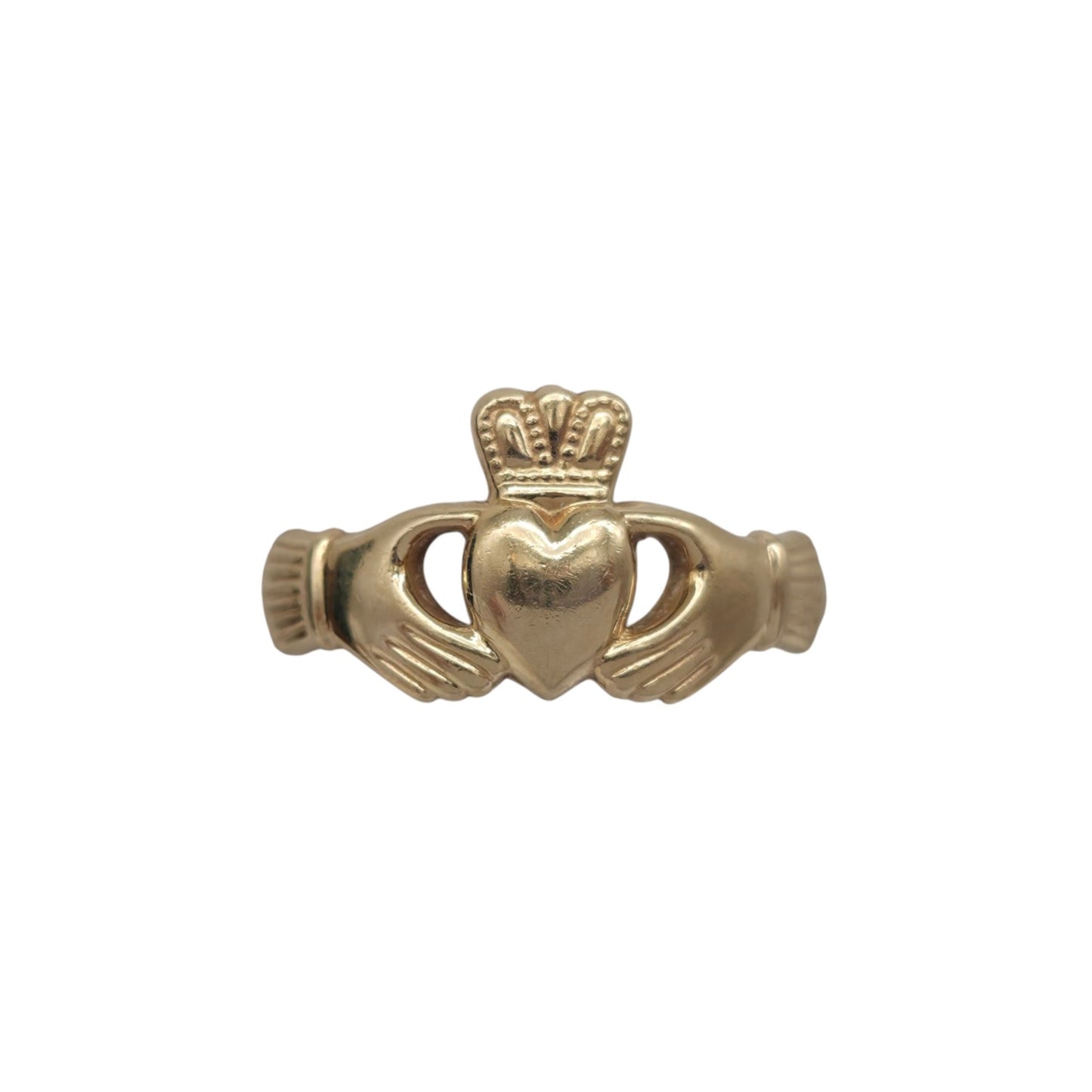 Irish 14ct 585 Yellow Gold Claddagh Ring 2000 Size T 1/2 3.9 g.