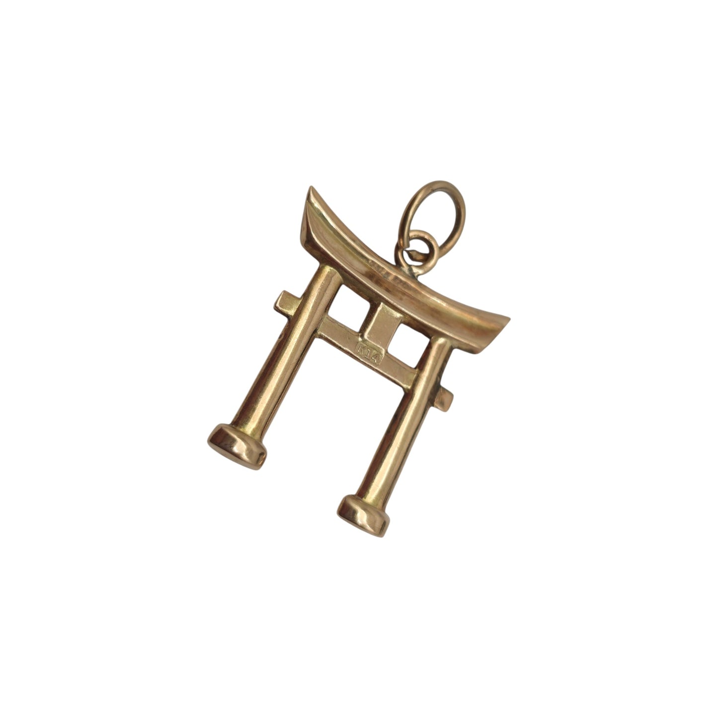 14ct Yellow Gold Japanese Torii Gate Charm L 2.0 cm 1.5 g.