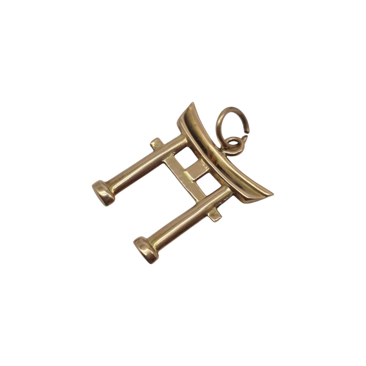 14ct Yellow Gold Japanese Torii Gate Charm L 2.0 cm 1.5 g.