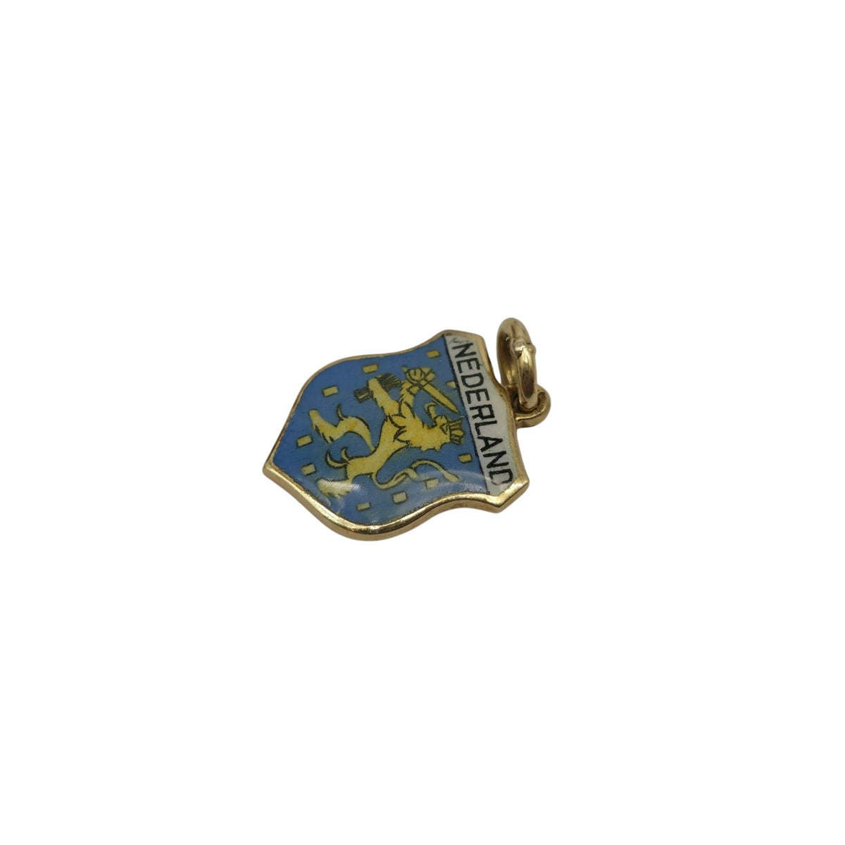 14ct 585 Yellow Gold & Enamel "Nederland" Medallion Charm L 1.2 cm 1.6 g.