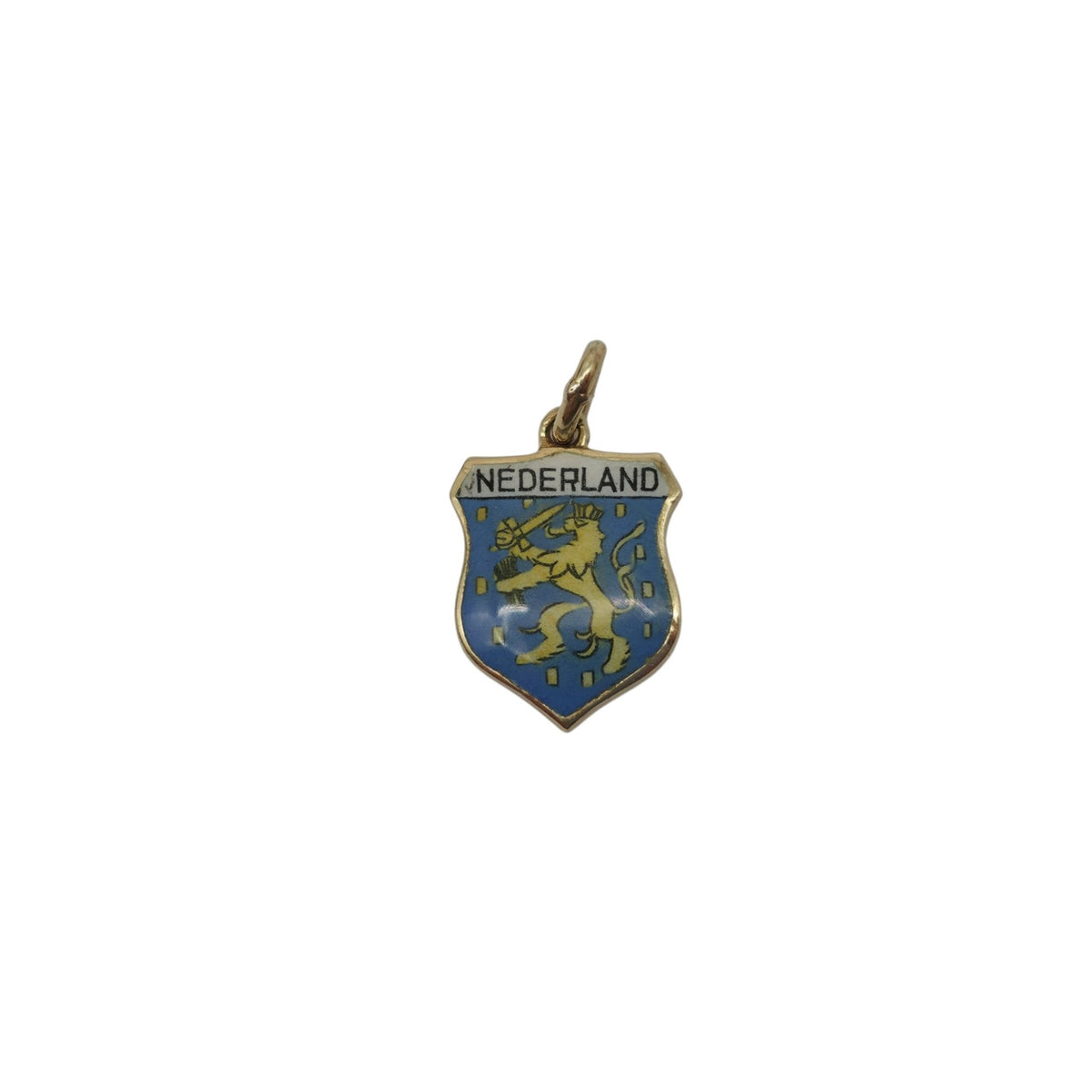 14ct 585 Yellow Gold & Enamel "Nederland" Medallion Charm L 1.2 cm 1.6 g.