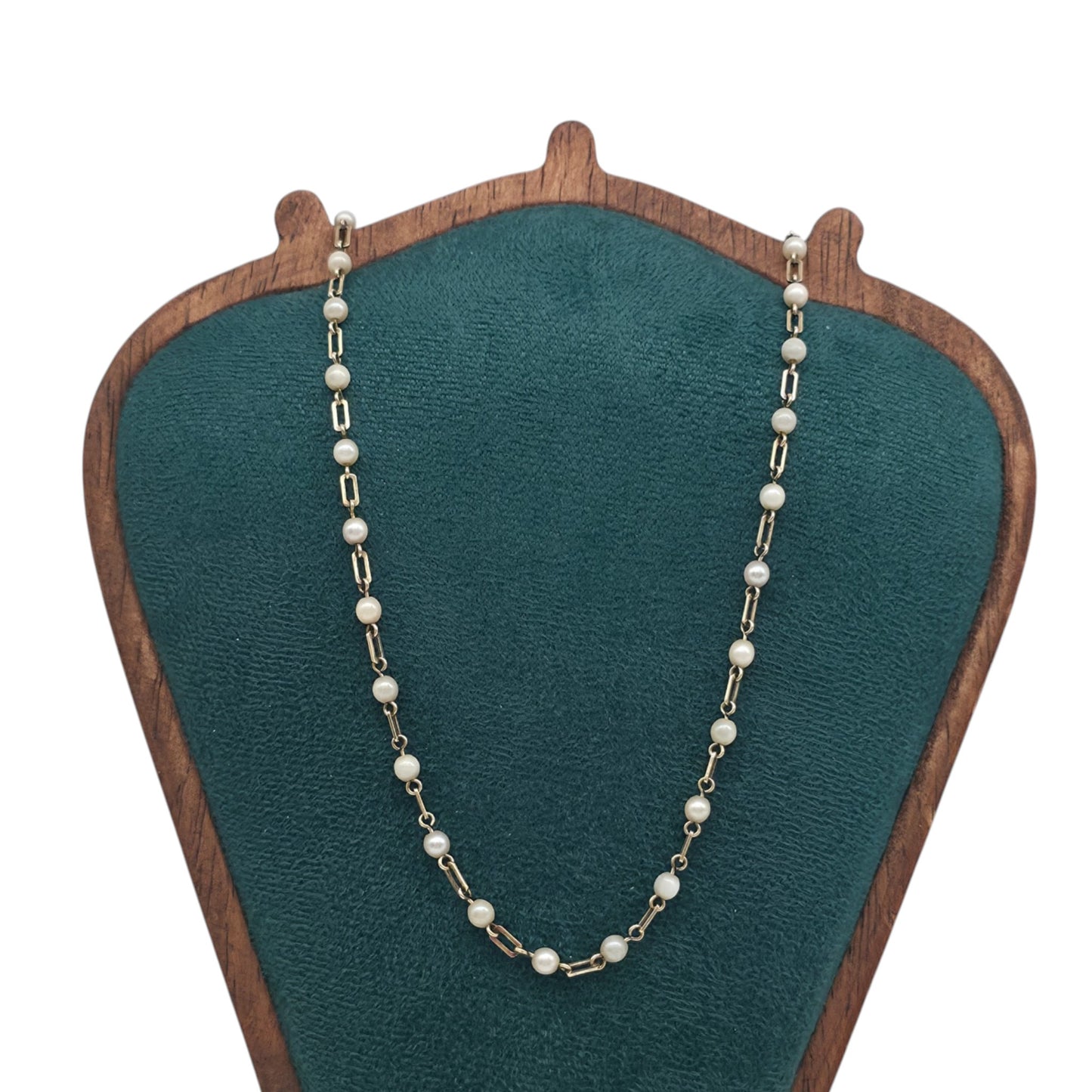 14ct 585 Yellow Gold Pearl Necklace L 41.2 cm 6.4 g.