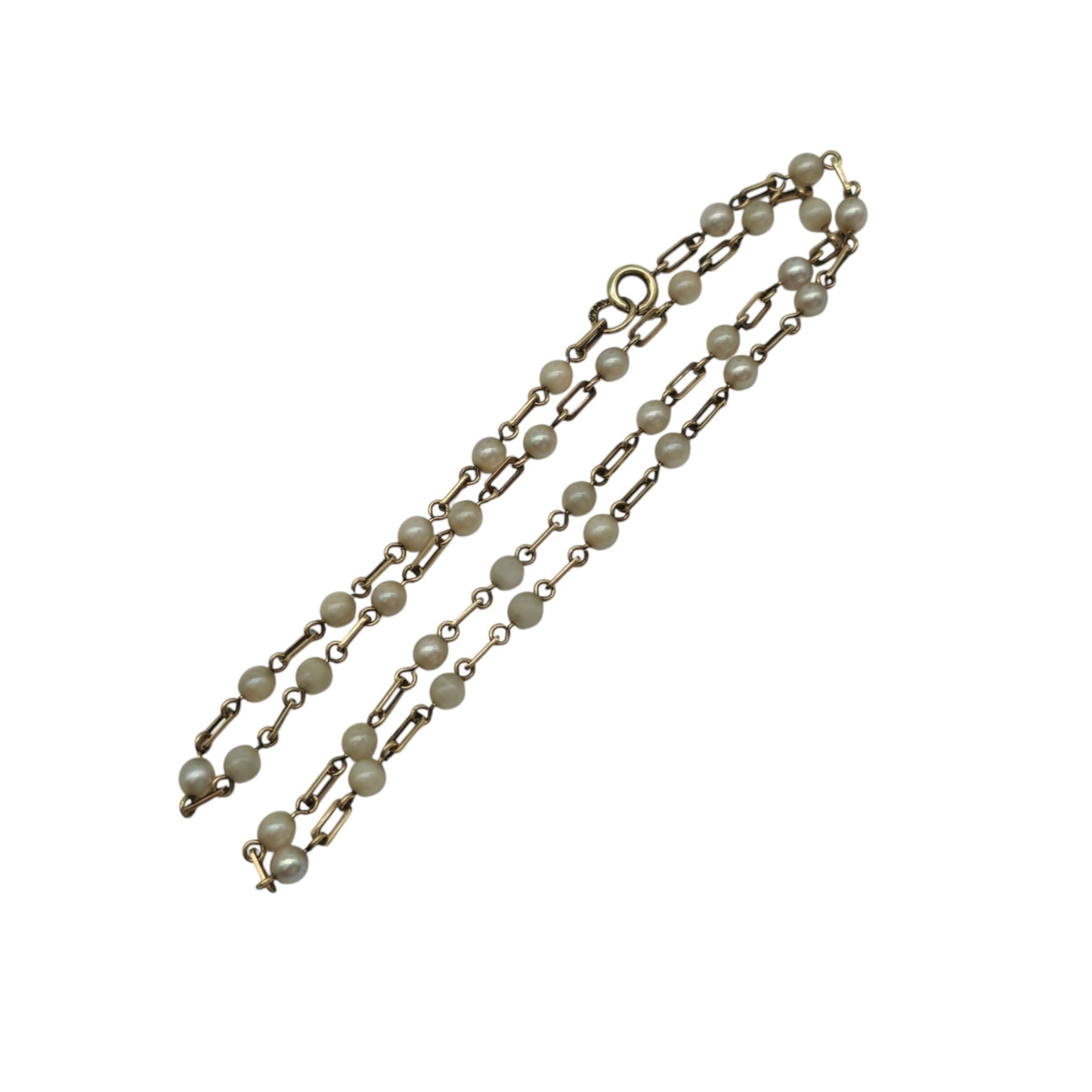 14ct 585 Yellow Gold Pearl Necklace L 41.2 cm 6.4 g.