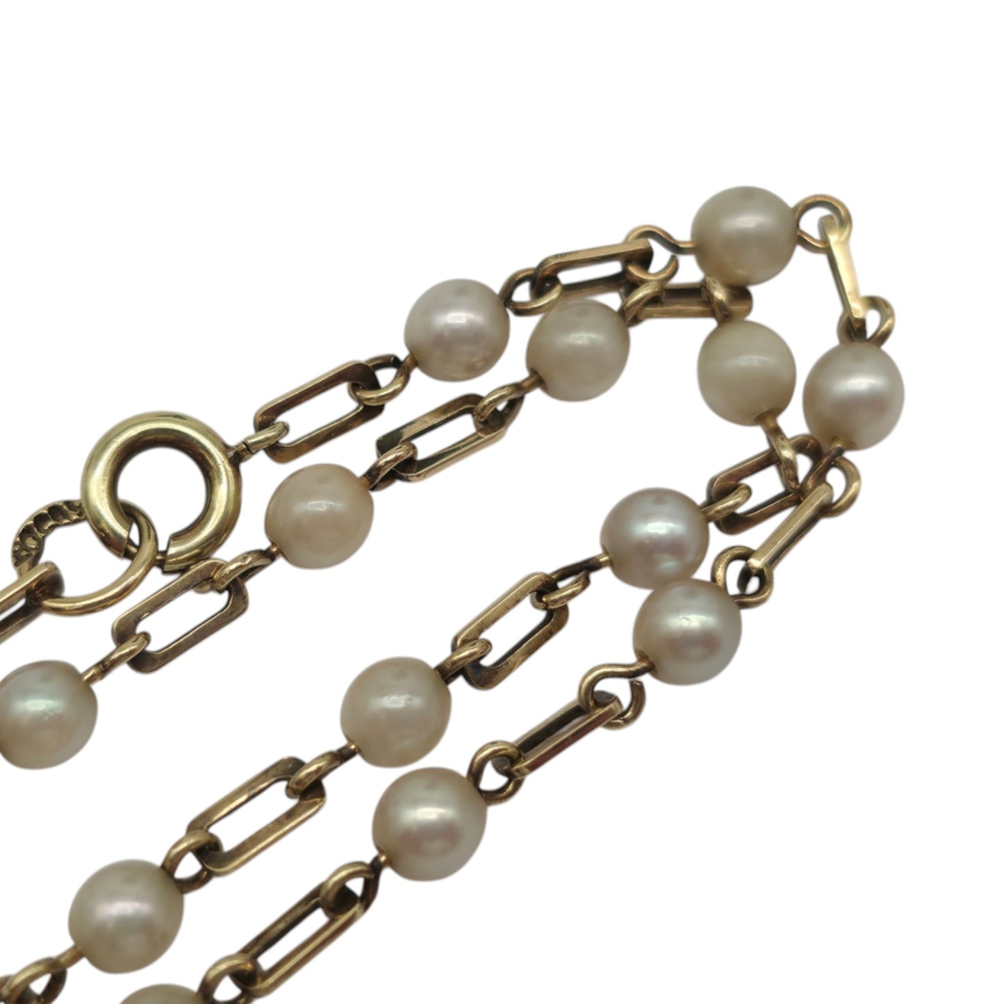 14ct 585 Yellow Gold Pearl Necklace L 41.2 cm 6.4 g.