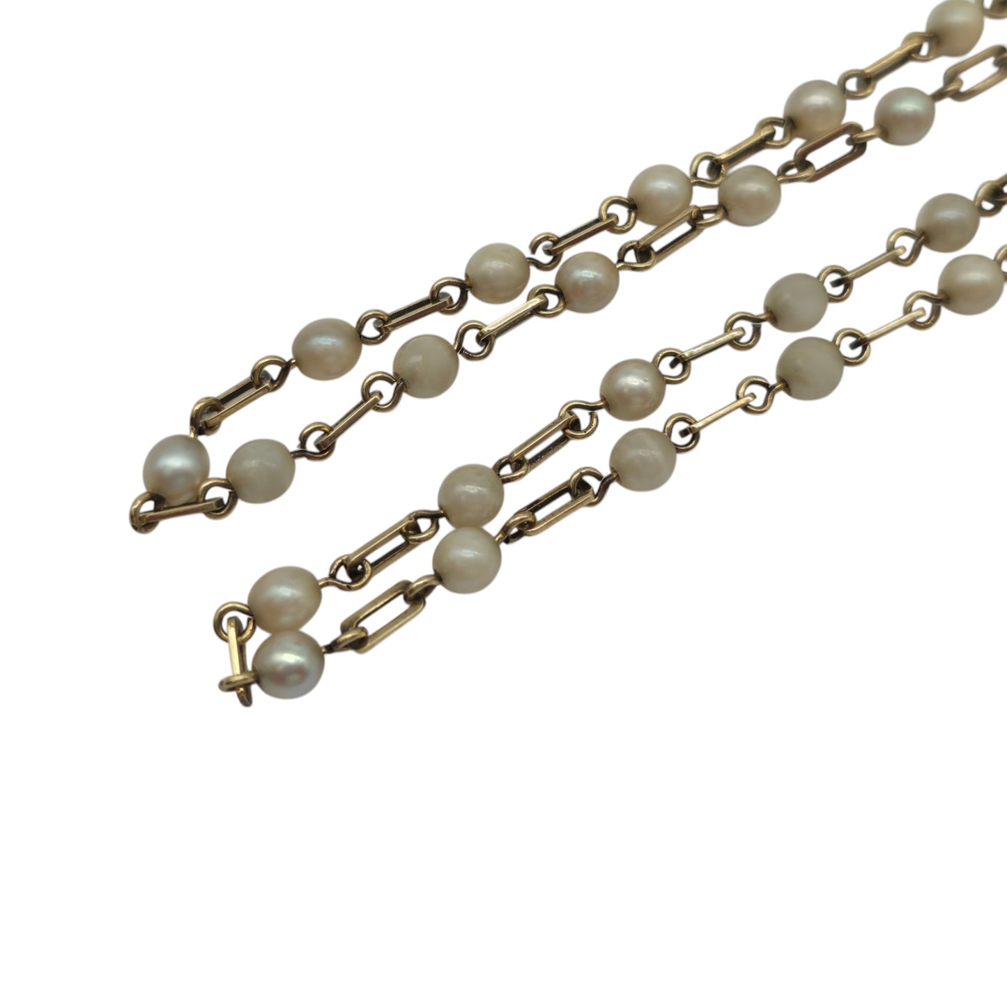 14ct 585 Yellow Gold Pearl Necklace L 41.2 cm 6.4 g.