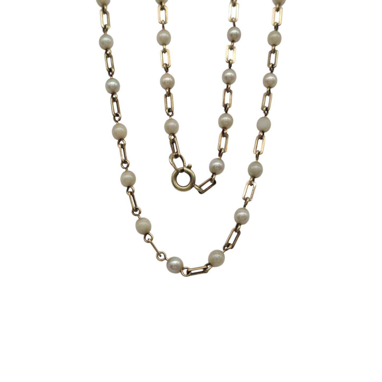 14ct 585 Yellow Gold Pearl Necklace L 41.2 cm 6.4 g.