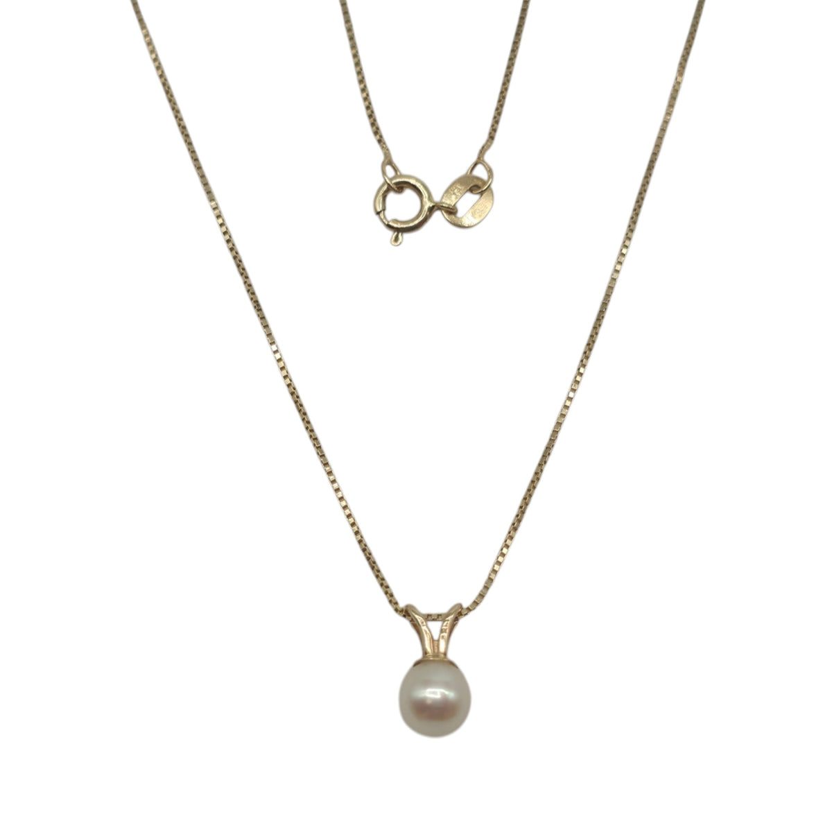 14ct Yellow Gold Pearl Necklace L 46.7 cm 1.2 g.