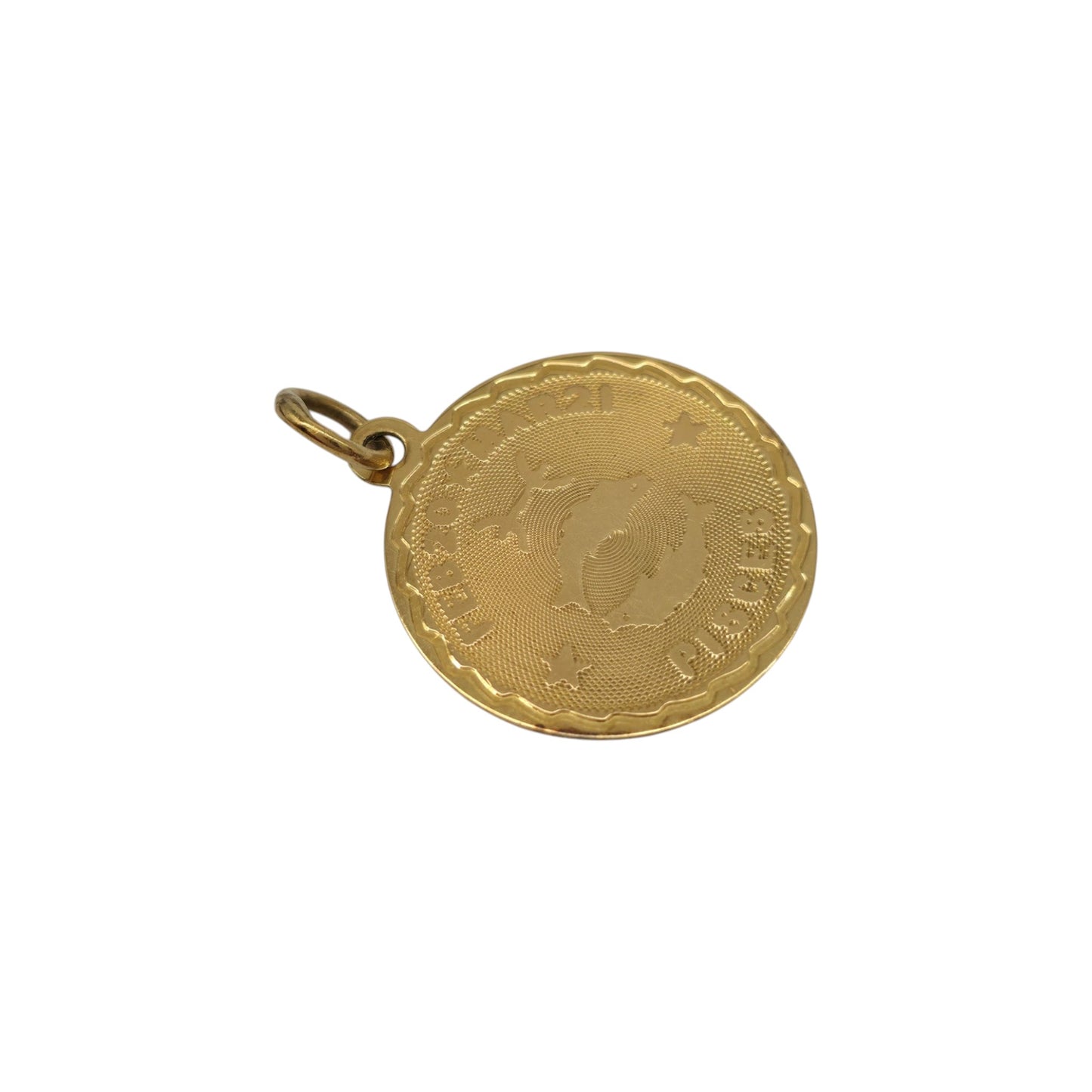 14ct Yellow Gold Pisces Charm L 1.9 cm 1.4 g.