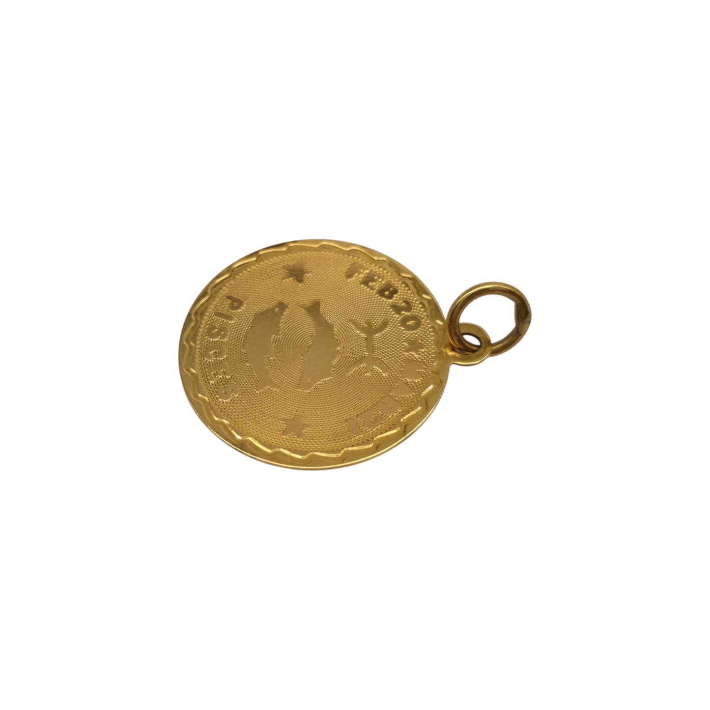 14ct Yellow Gold Pisces Charm L 1.9 cm 1.4 g.