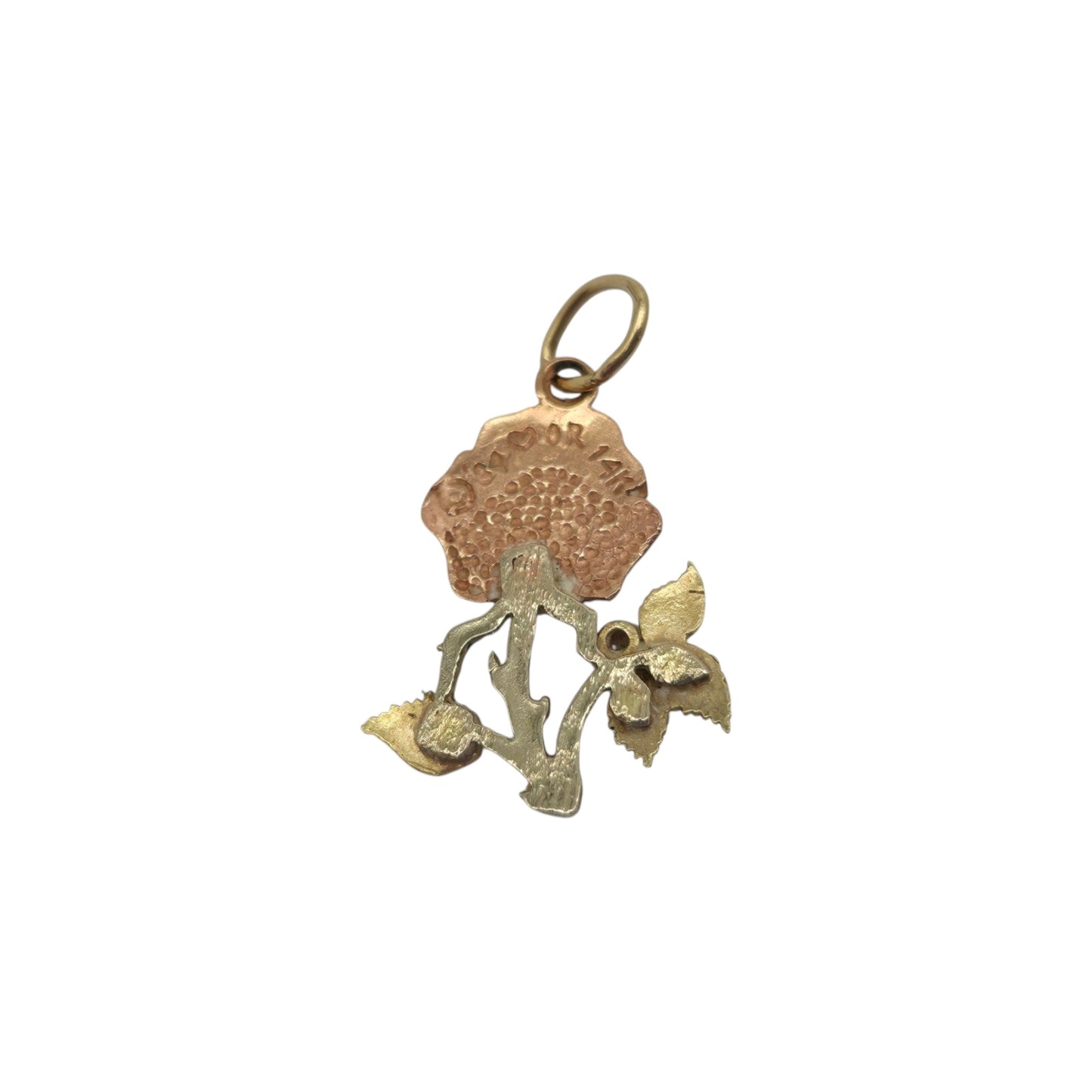14ct Gold Rose Flower Charm With A Diamond L 1.5 cm 0.8 g.