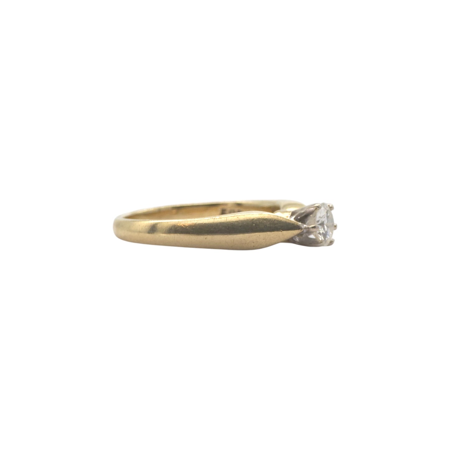 14ct 585 Yellow Gold Solitaire Diamond Ring Size G 1/2, 2.6 g.