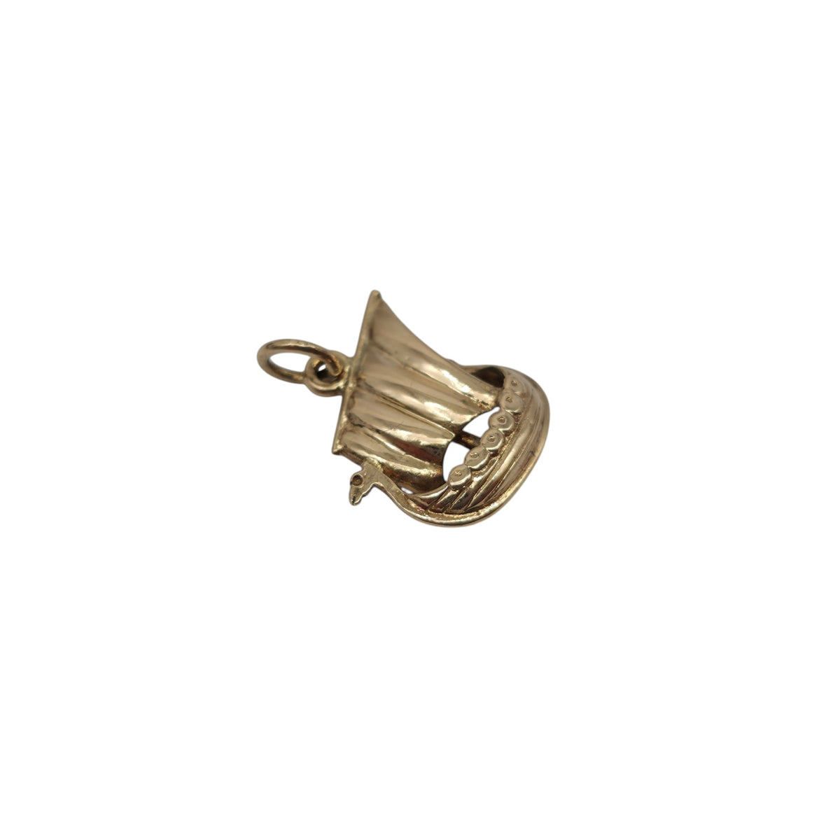 14ct Yellow Gold Viking Longboat Charm L 1.3 cm 1.4 g.