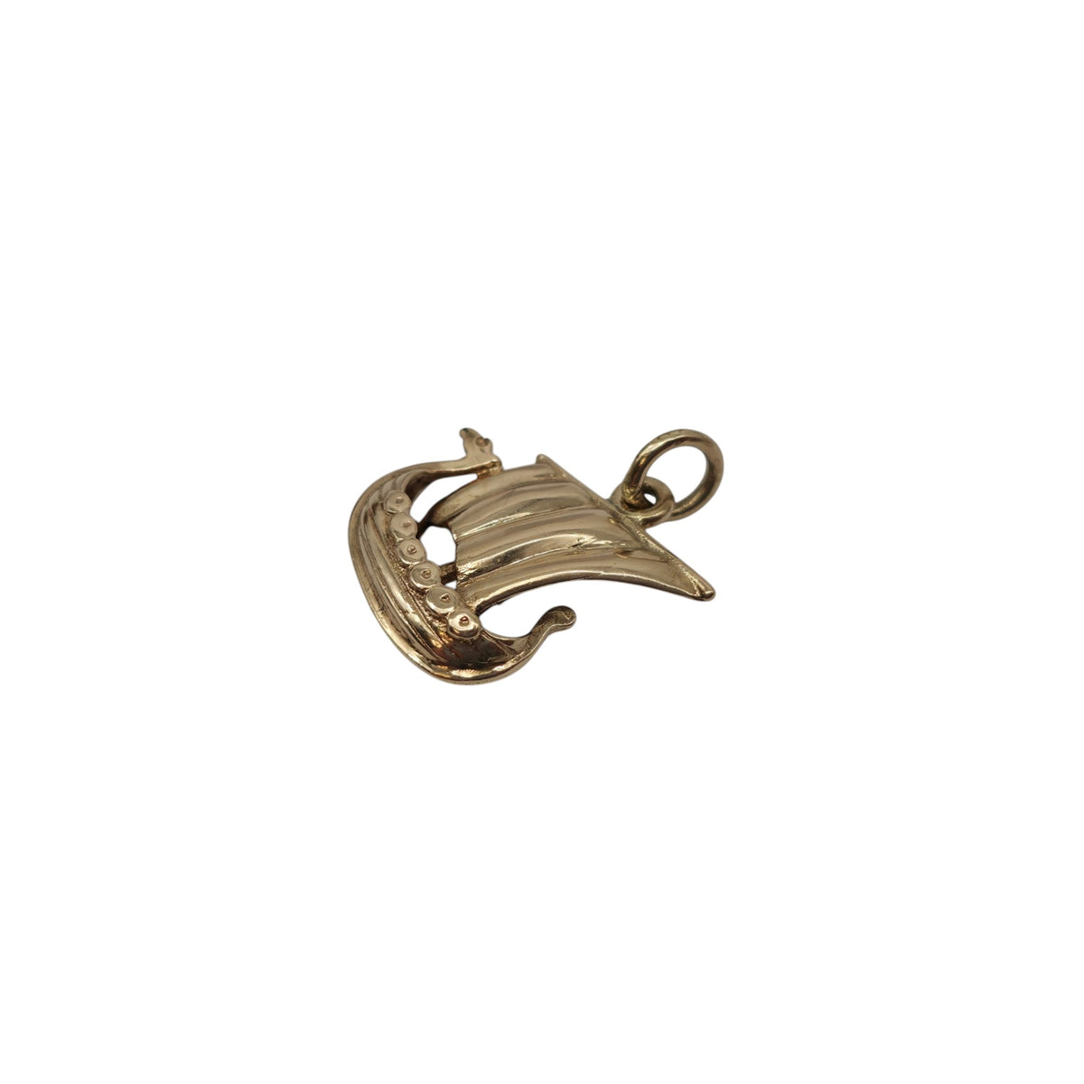 14ct Yellow Gold Viking Longboat Charm L 1.3 cm 1.4 g.